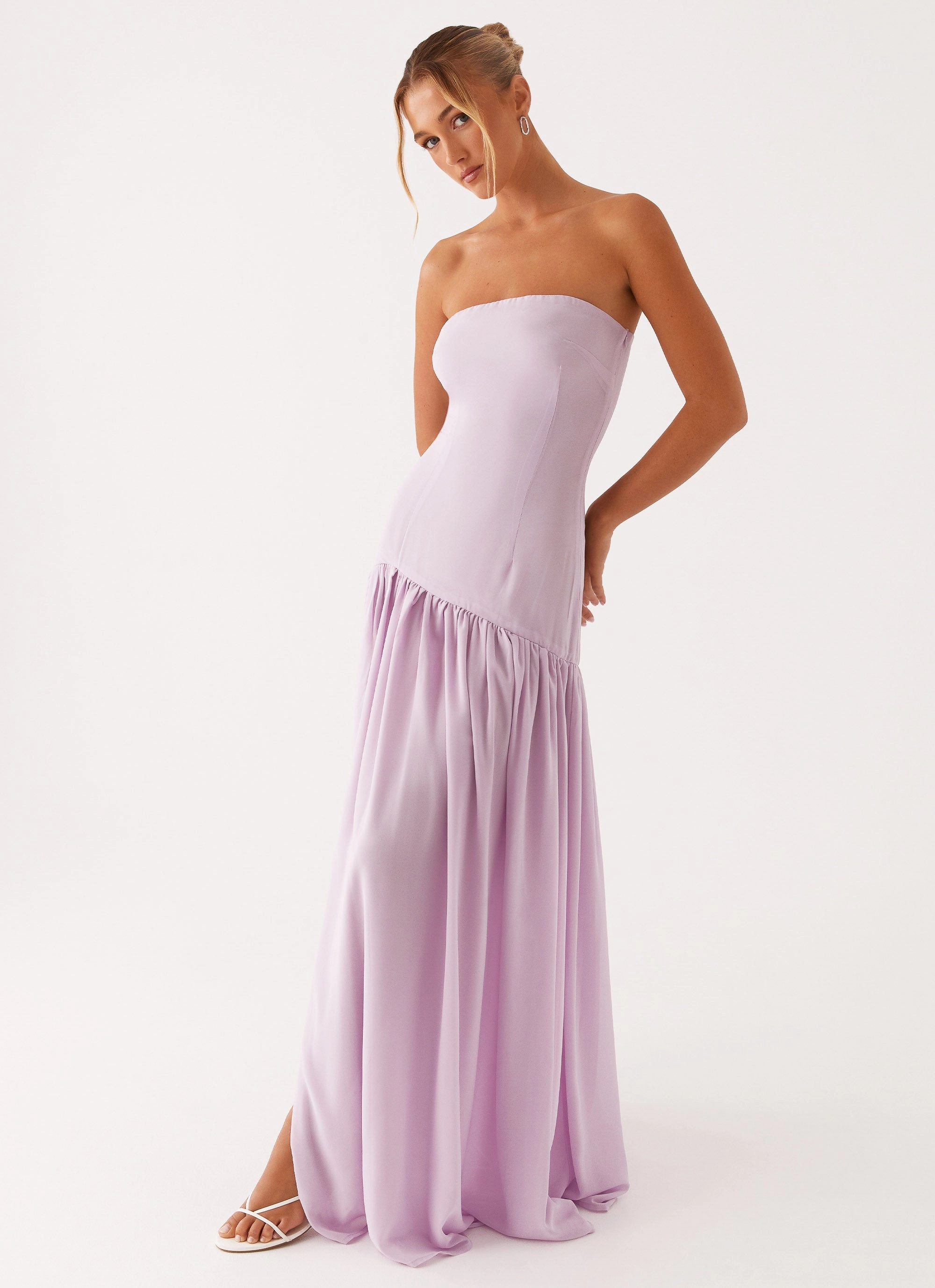 Eden Strapless Maxi Dress - Lilac Ombre-Effect