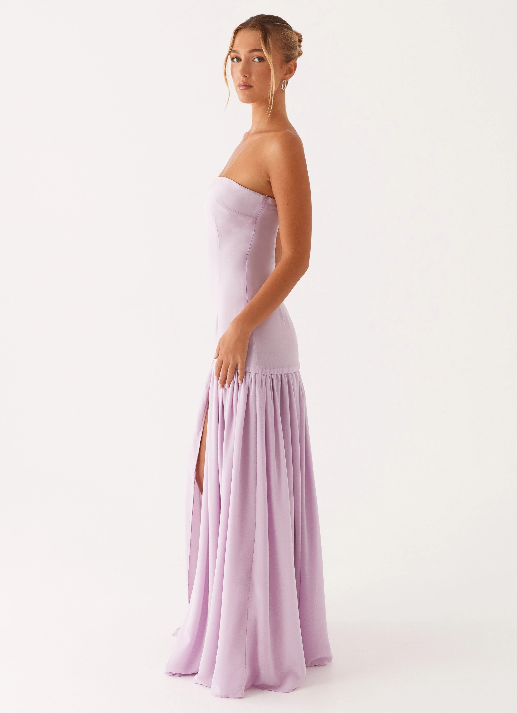 Lounge Vibe Travel-Style Eden Strapless Maxi Dress - Lilac