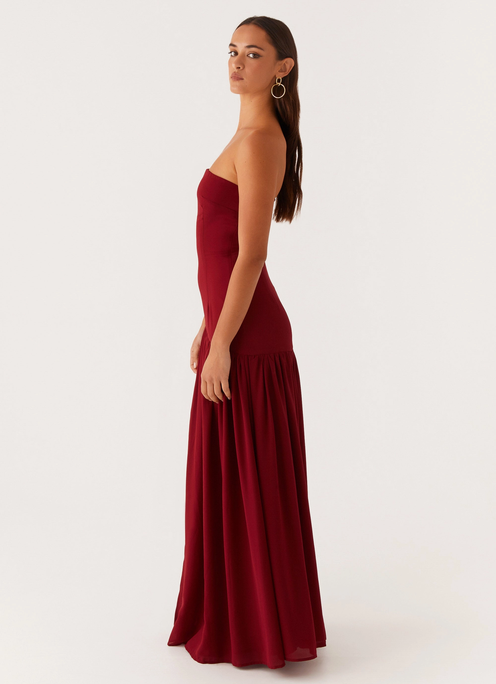 Layer Ready Eden Strapless Maxi Dress - Maroon