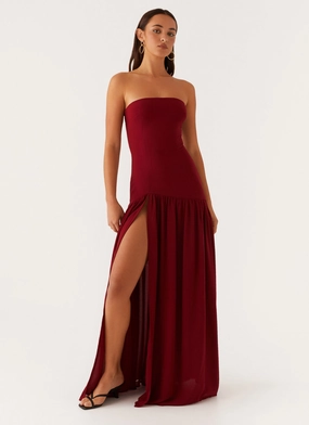 Eden Strapless Maxi Dress - Maroon Smart Comfort Contemporary Fit