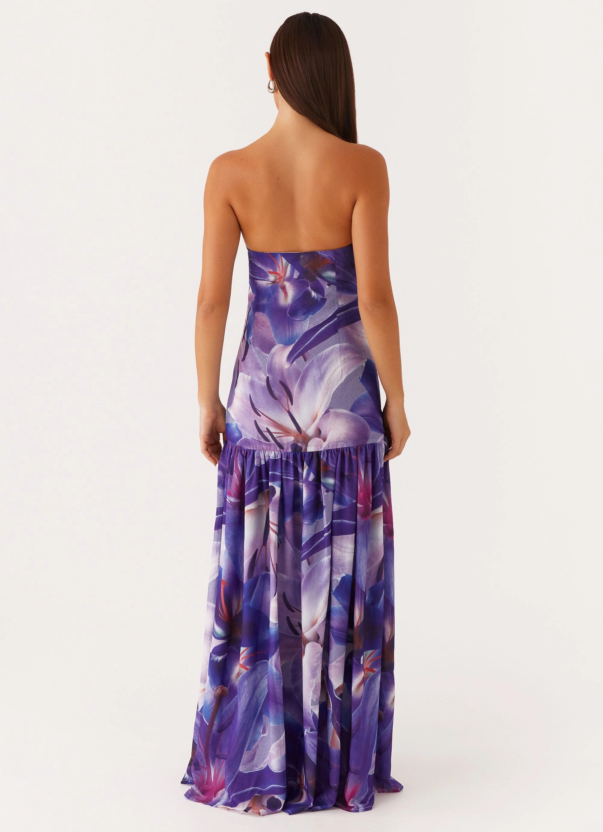 Eden Strapless Maxi Dress - Purple White Lilly Simple Touch Relaxed Design
