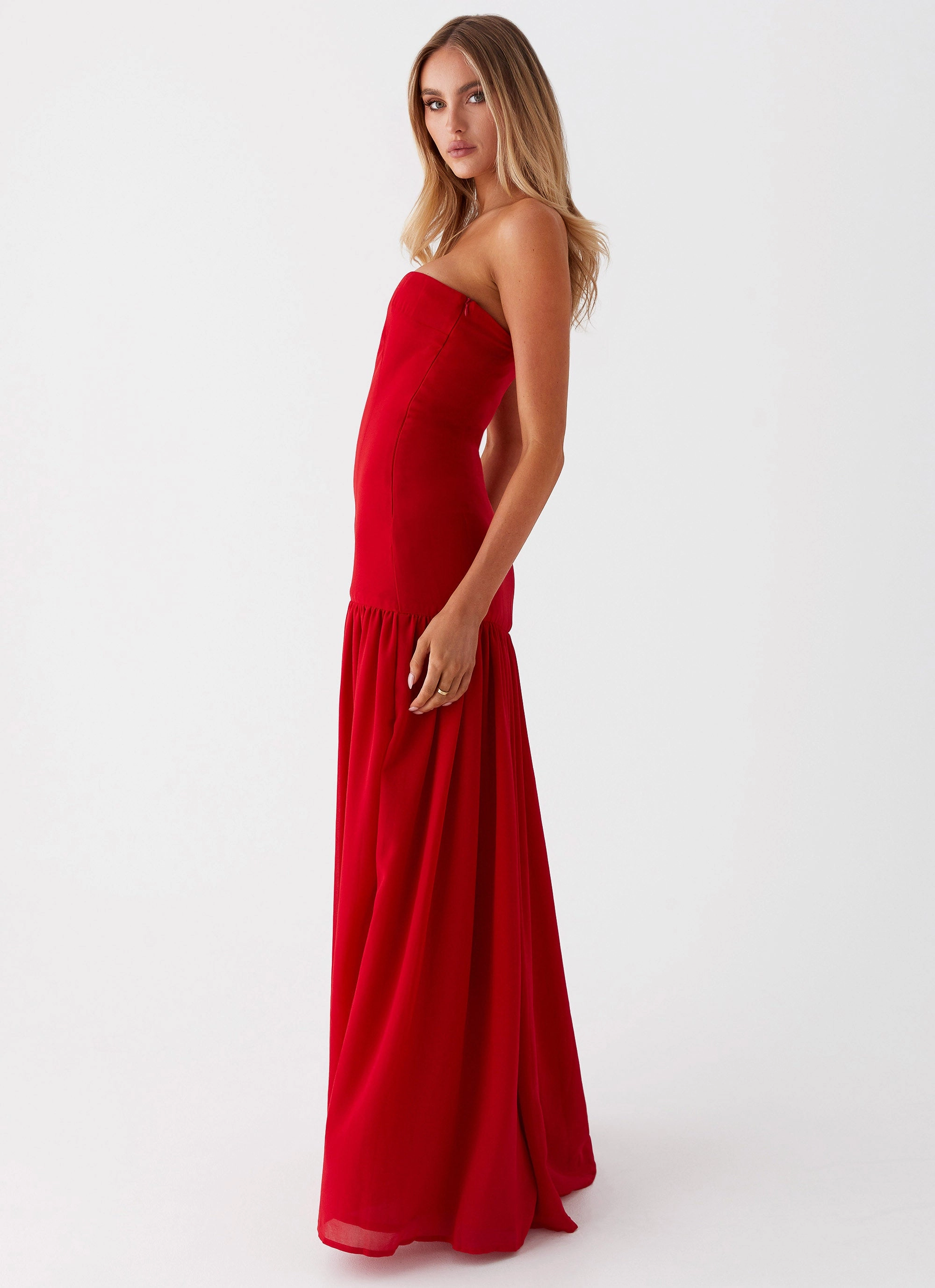 Eden Strapless Maxi Dress - Red Relaxed day dress