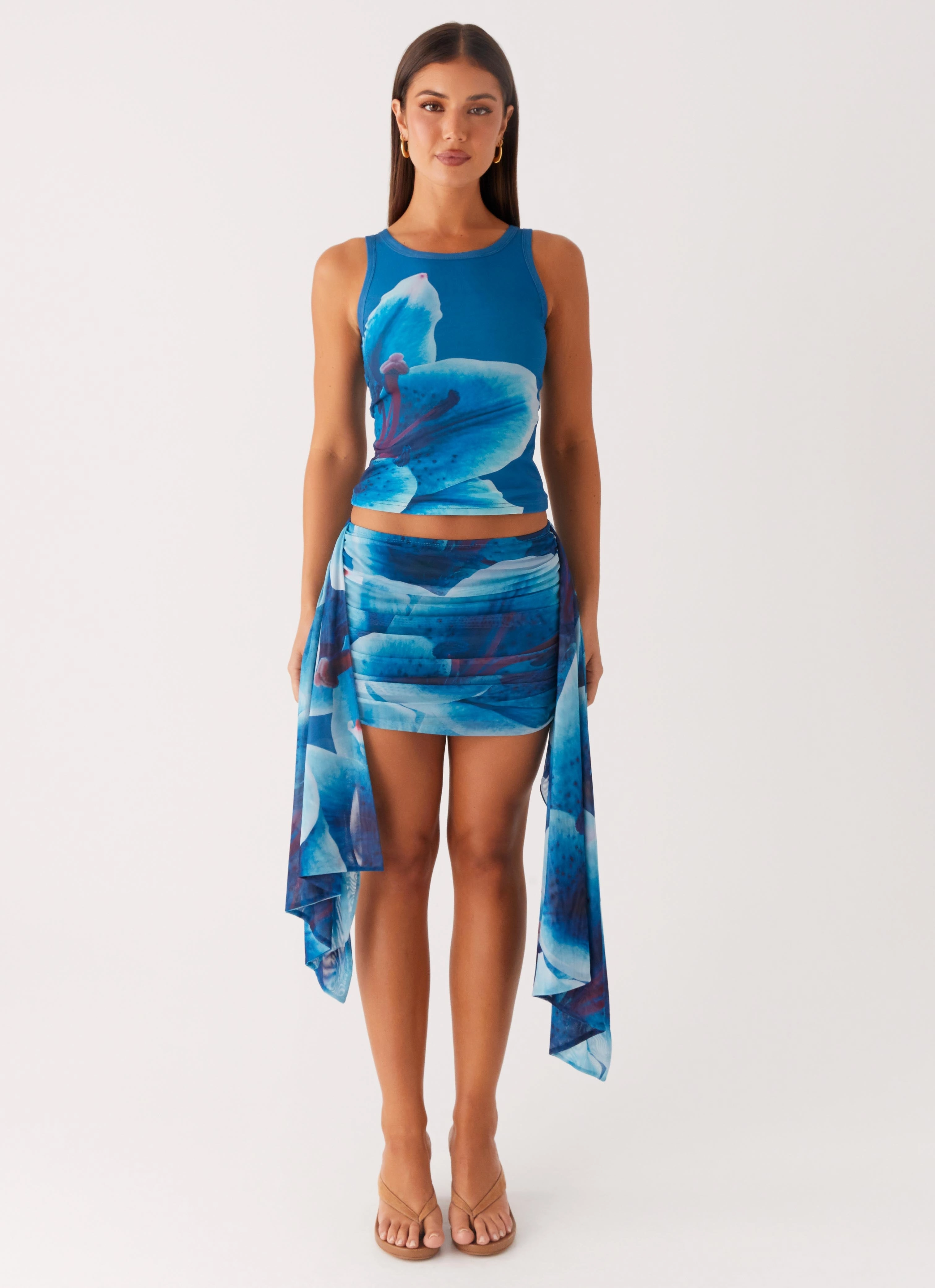 Edera Tank - Turquoise Floral Cool Touch