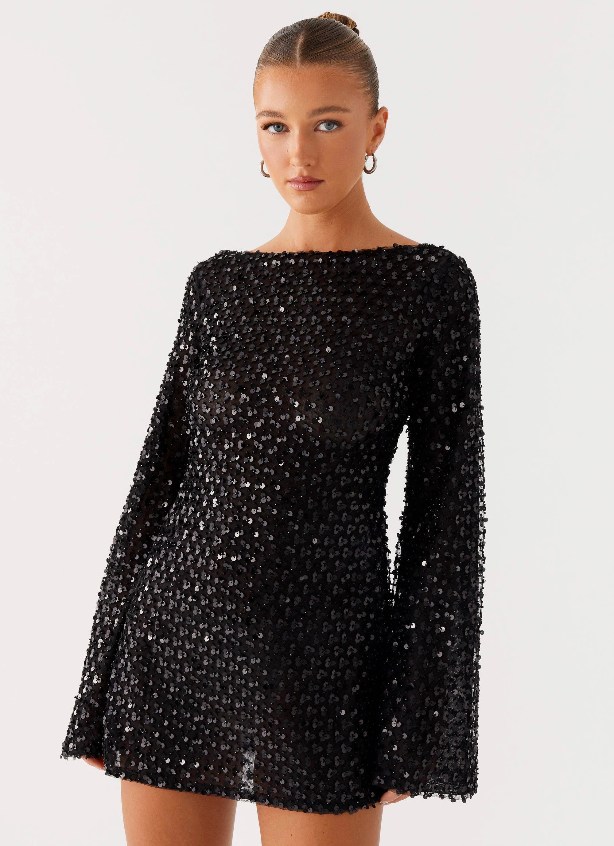 Edessa Sequin Mini Dress - Black Polished Mood