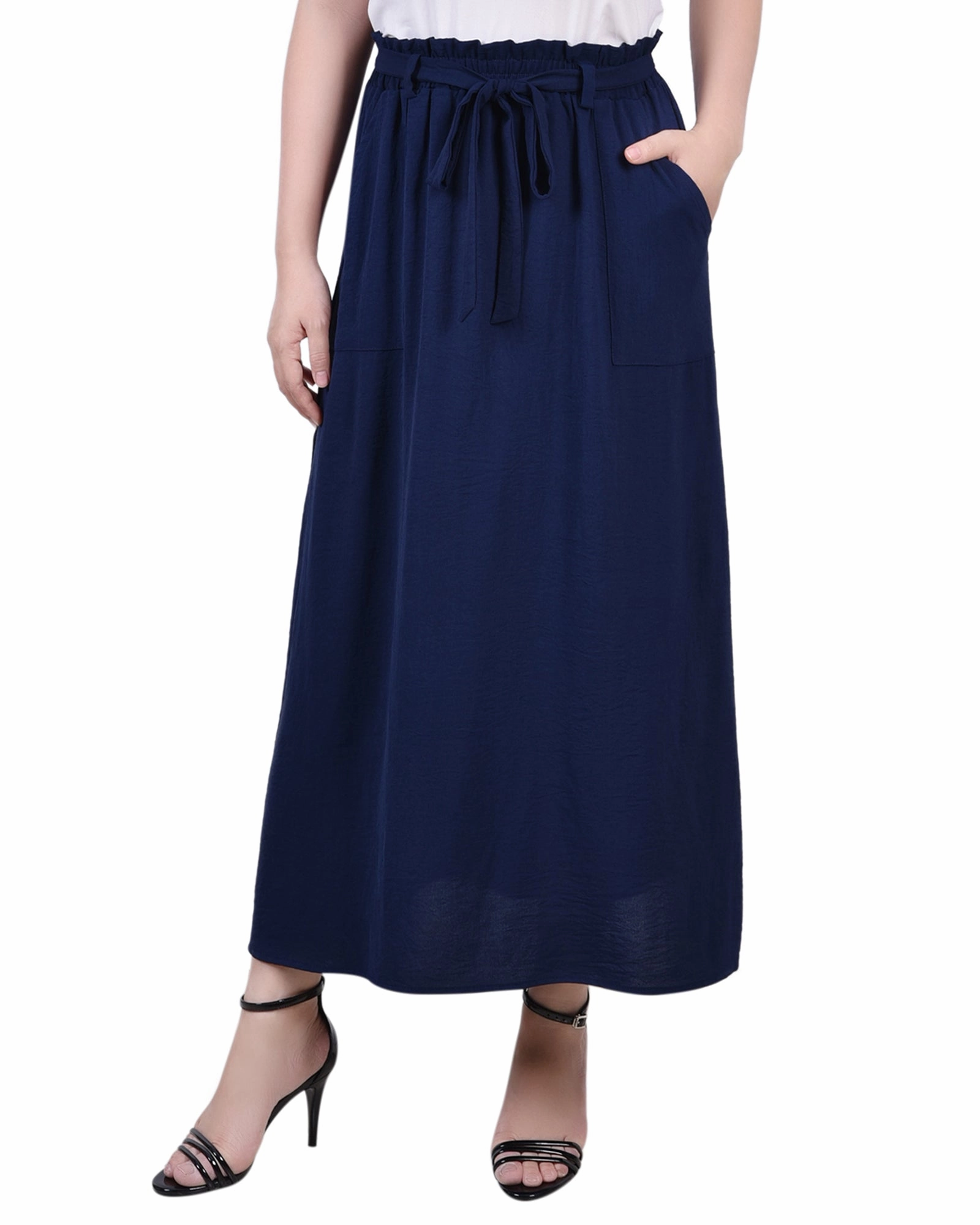 Fluid movement Ankle Length Belted A-Line Skirt