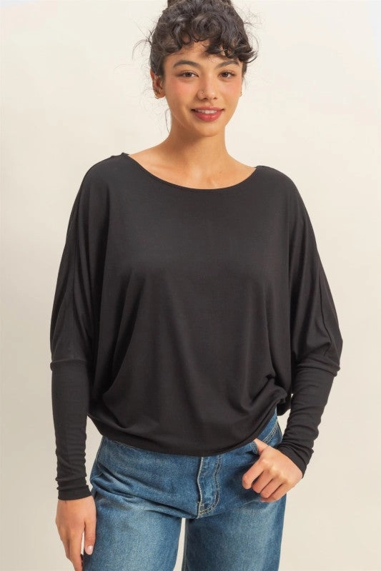 Multi Panel Structure Anna Dolman Long Sleeve Top