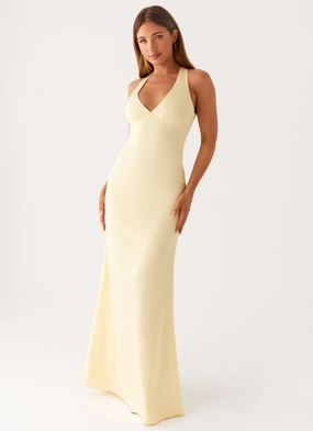Urban Aesthetic Desi Halterneck Maxi Dress - Yellow