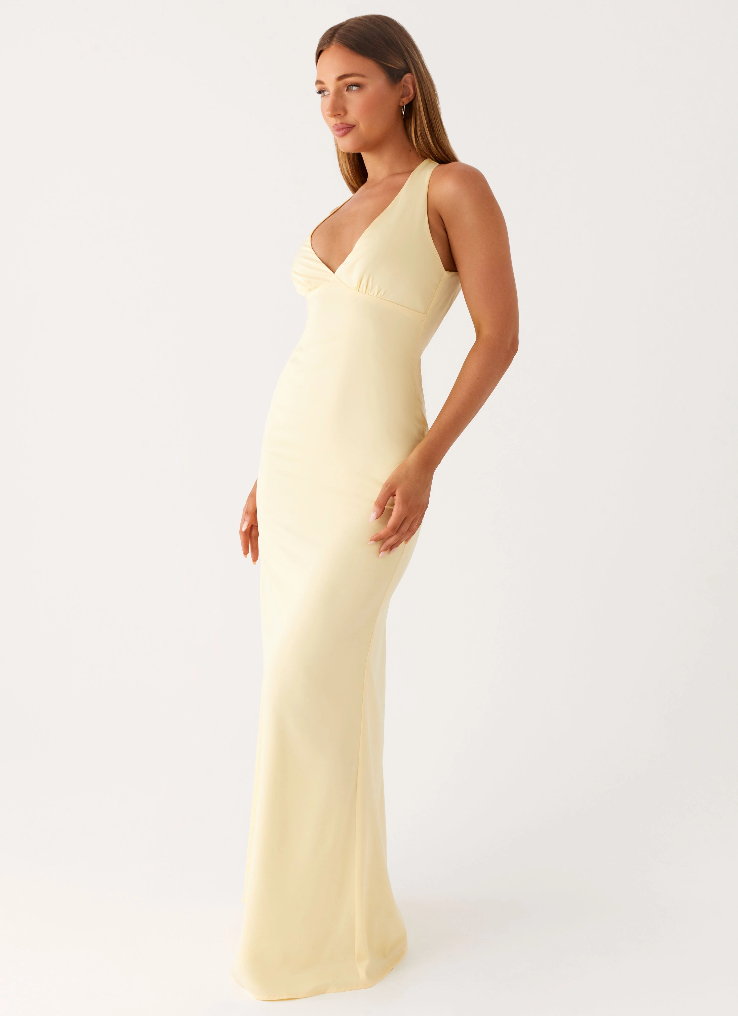 Desi Halterneck Maxi Dress - Yellow Work Appropriate Stay Cool