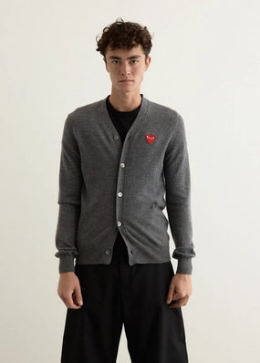 Red Heart V-Neck Cardigan Bonded Seam Reinforcement