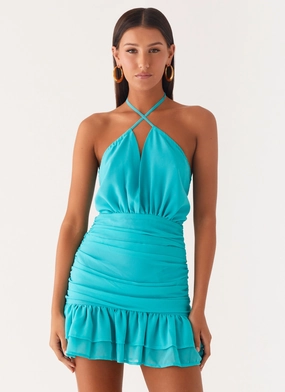 Egoist Crossover Mini Dress - Aqua Blue Perfect Proportion