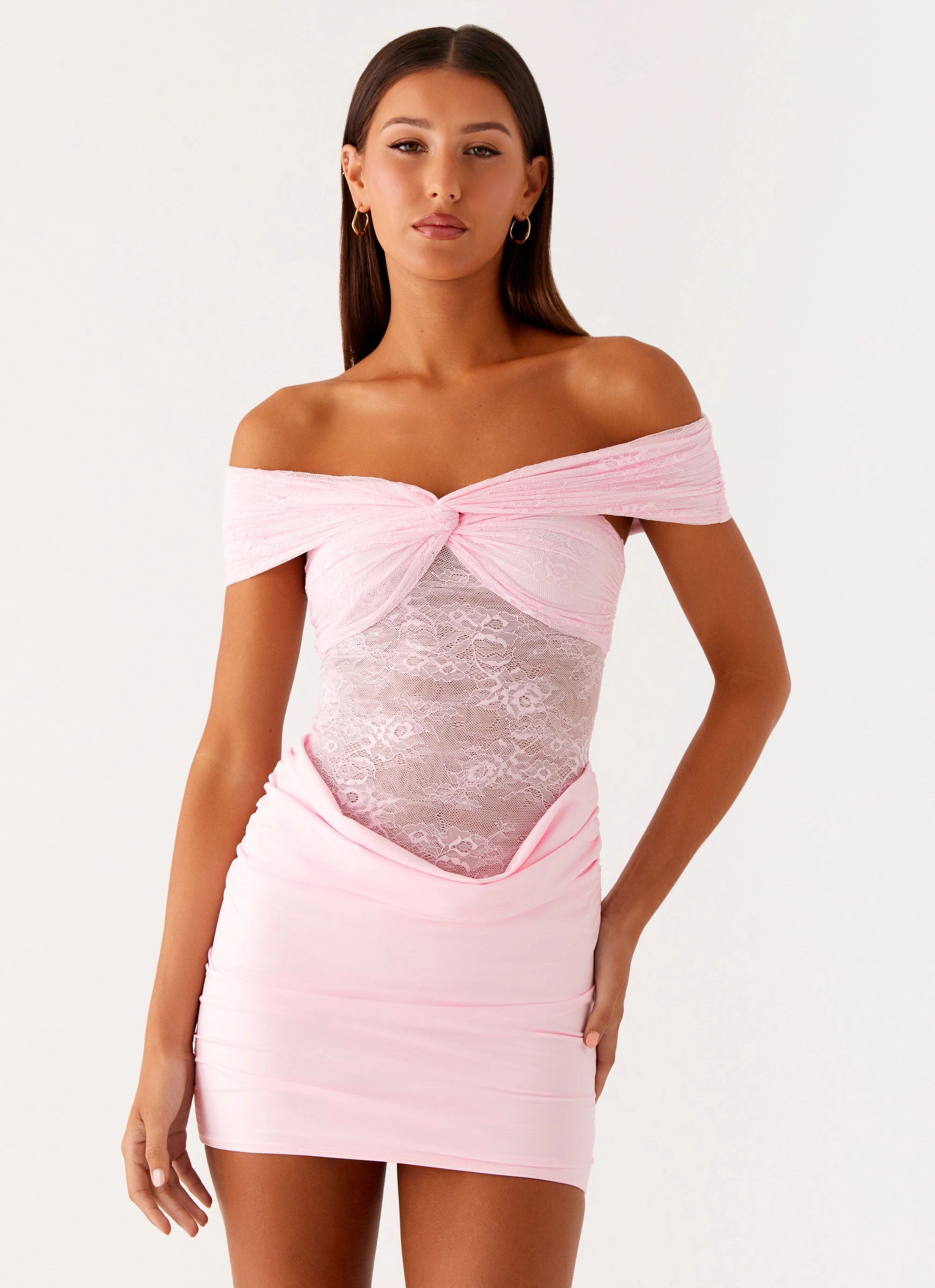 Either Way Off Shoulder Mini Dress - Baby Pink Versatile Layers Light Flow