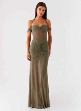 Ivy Lane Maxi Dress - Olive Breathable-Lining Relaxed Layer