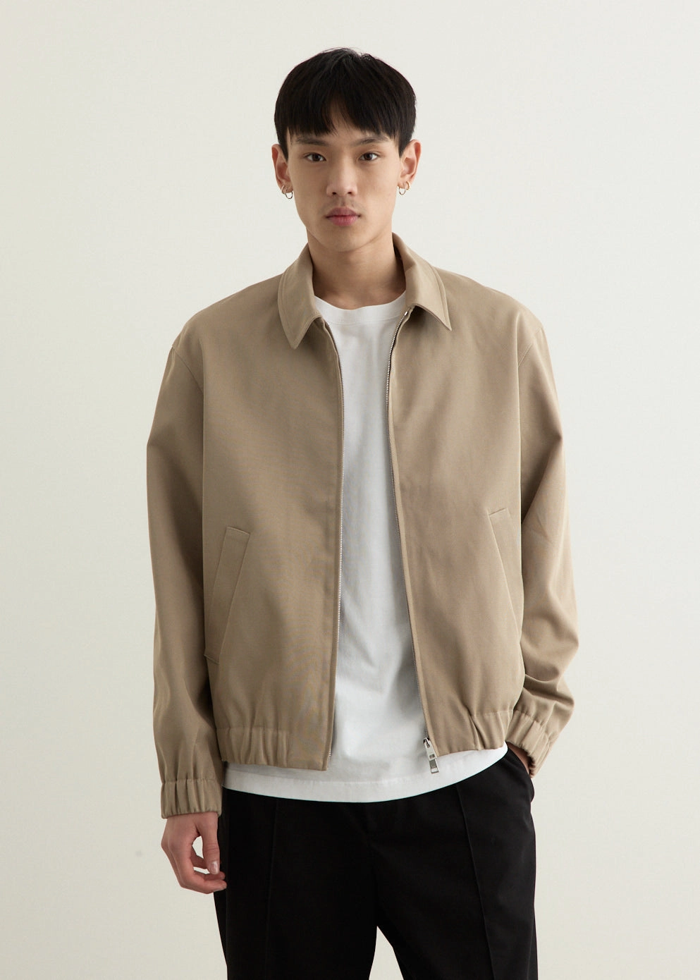 Elasticated Zipped Blouson Simple Detail