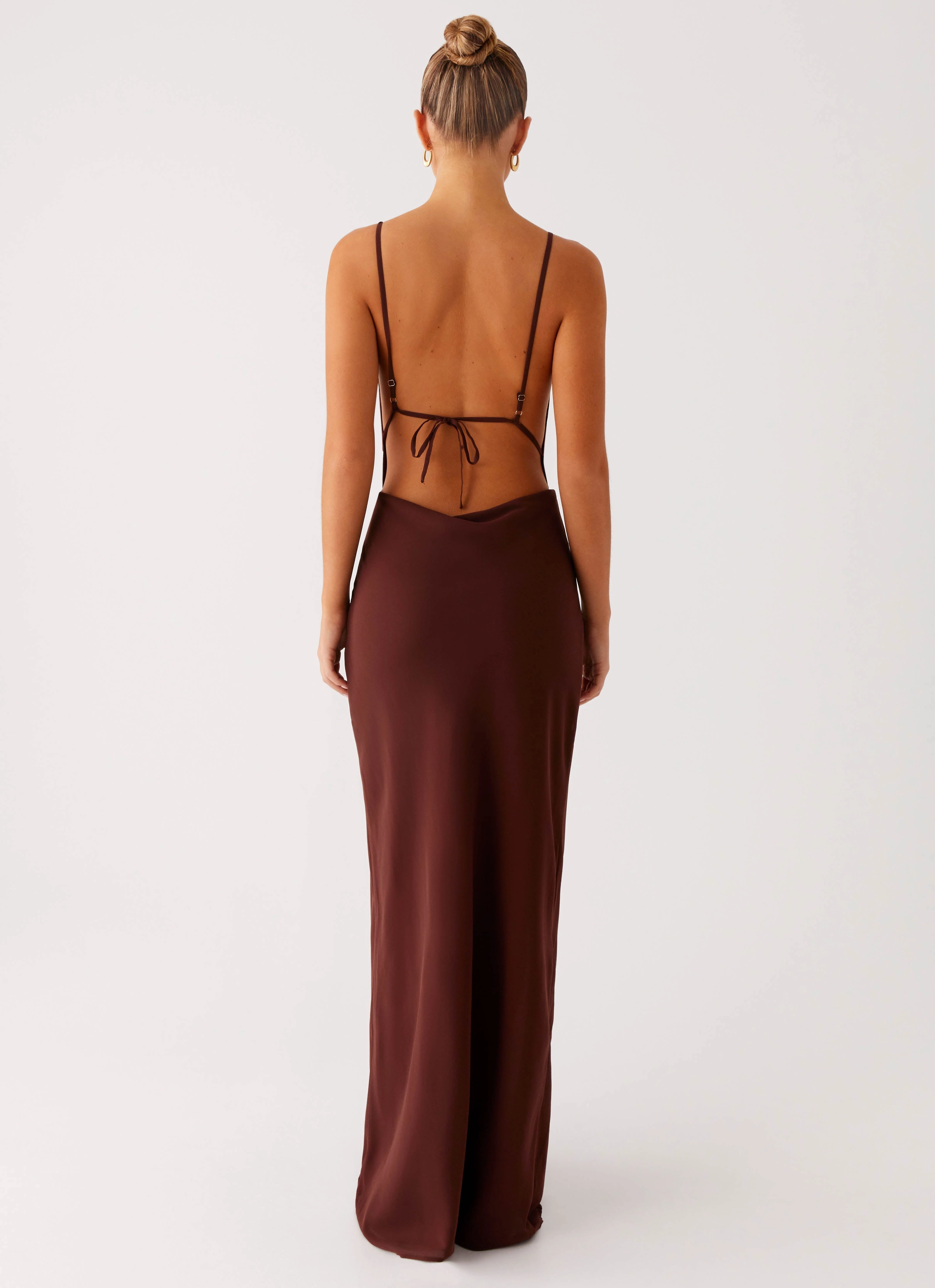 Light Silhouette Elation Cowl Neck Maxi Dress - Chocolate