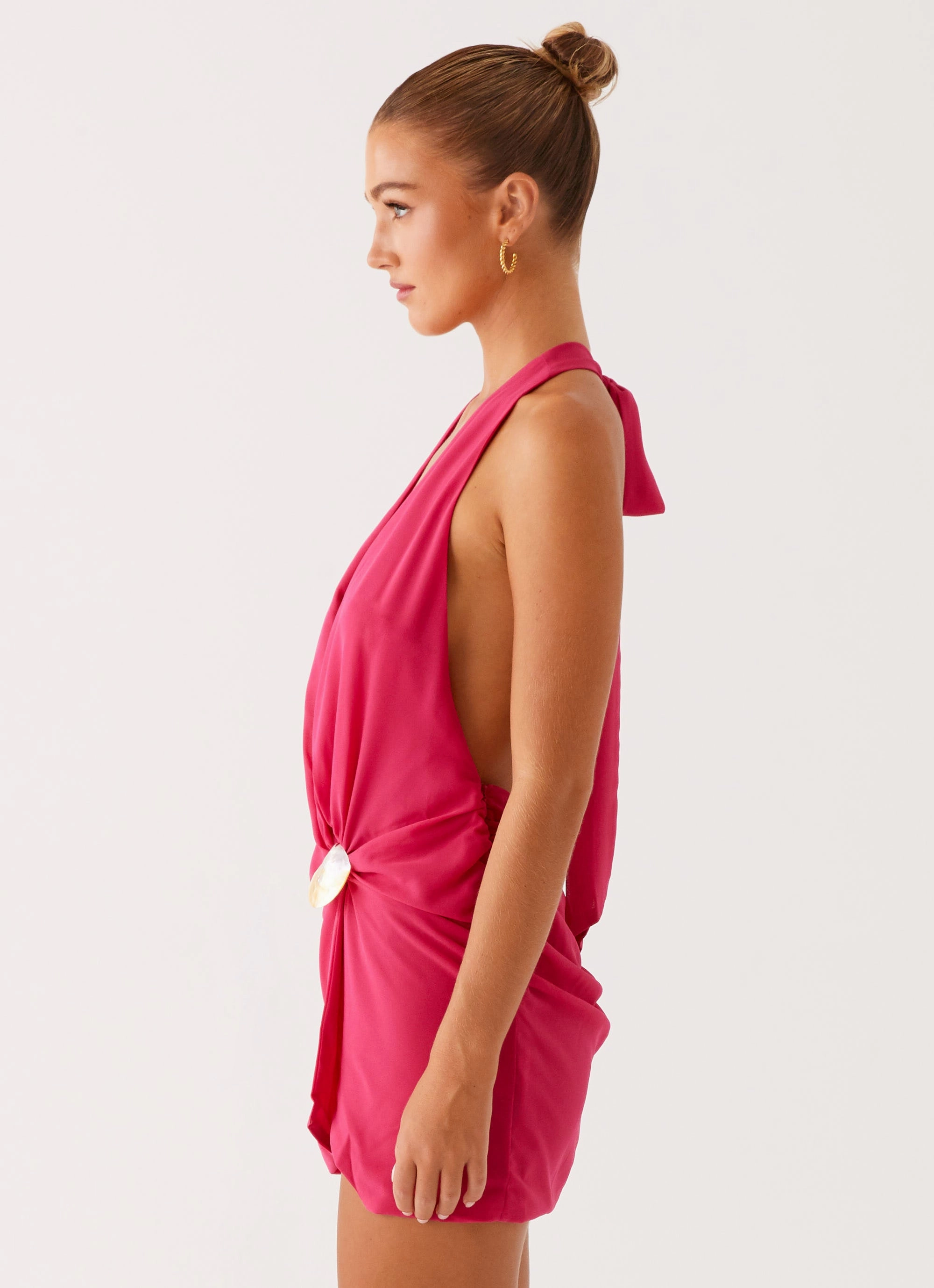 Eleanora Plunge Mini Dress - Pink Comfortable Cut