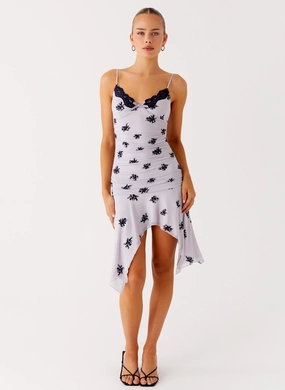 Amor Flock Hanky Mini Dress - Lilac Elegant Tailoring Neutral Look