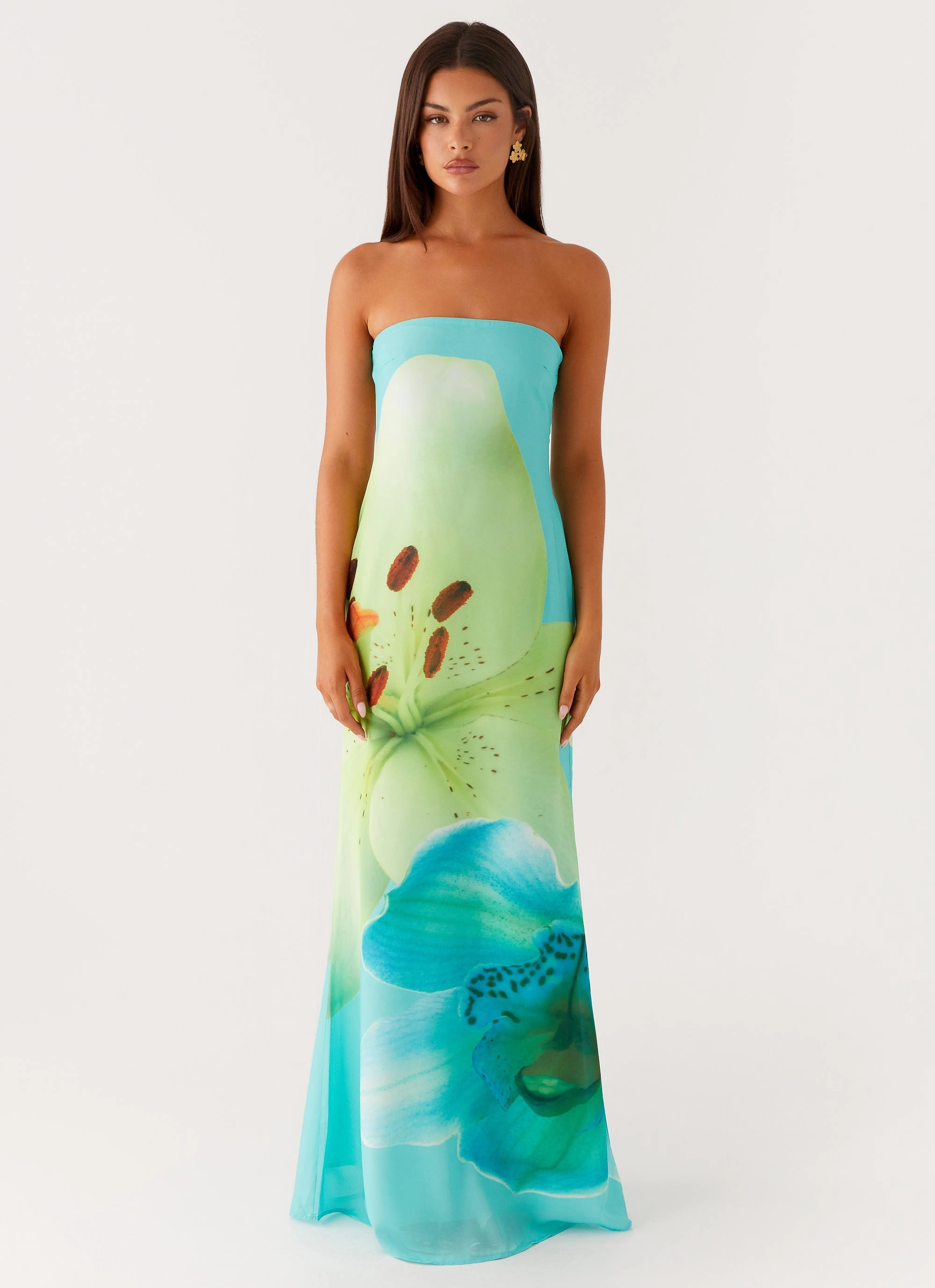 Chilly Wear Timeless Soft Darcy Maxi Dress - Turquoise Floral