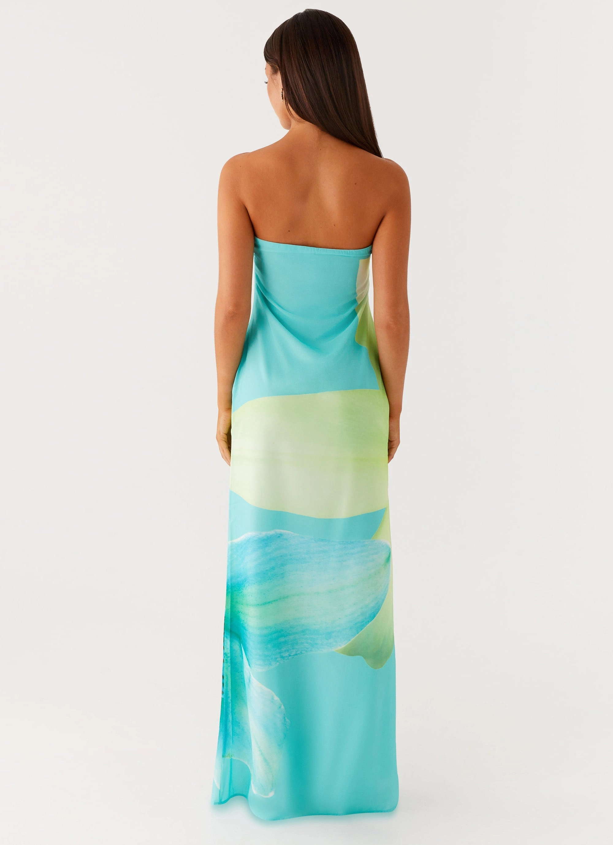 Darcy Maxi Dress - Turquoise Floral Draped Layer Lounge Comfort