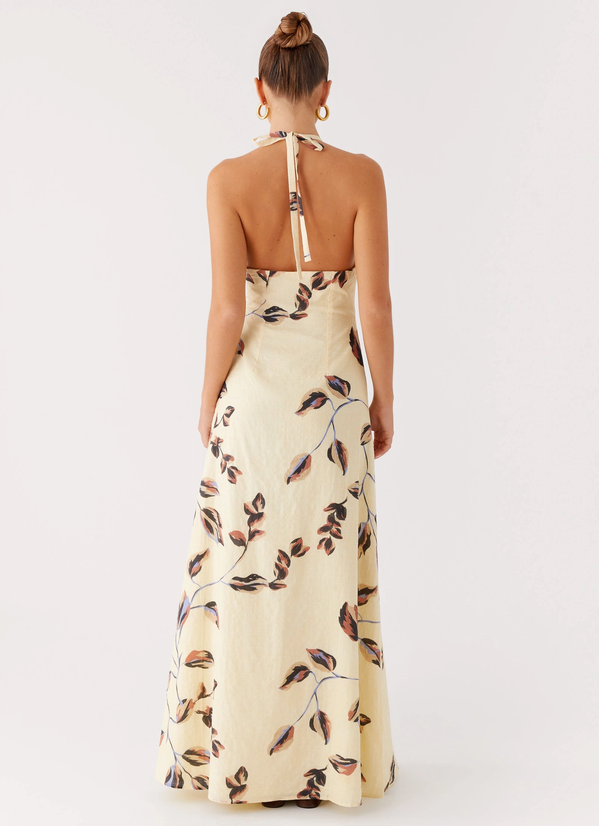 Elvina Halter Neck Maxi Dress - Buttercream Bliss Night Vibes Grab Now