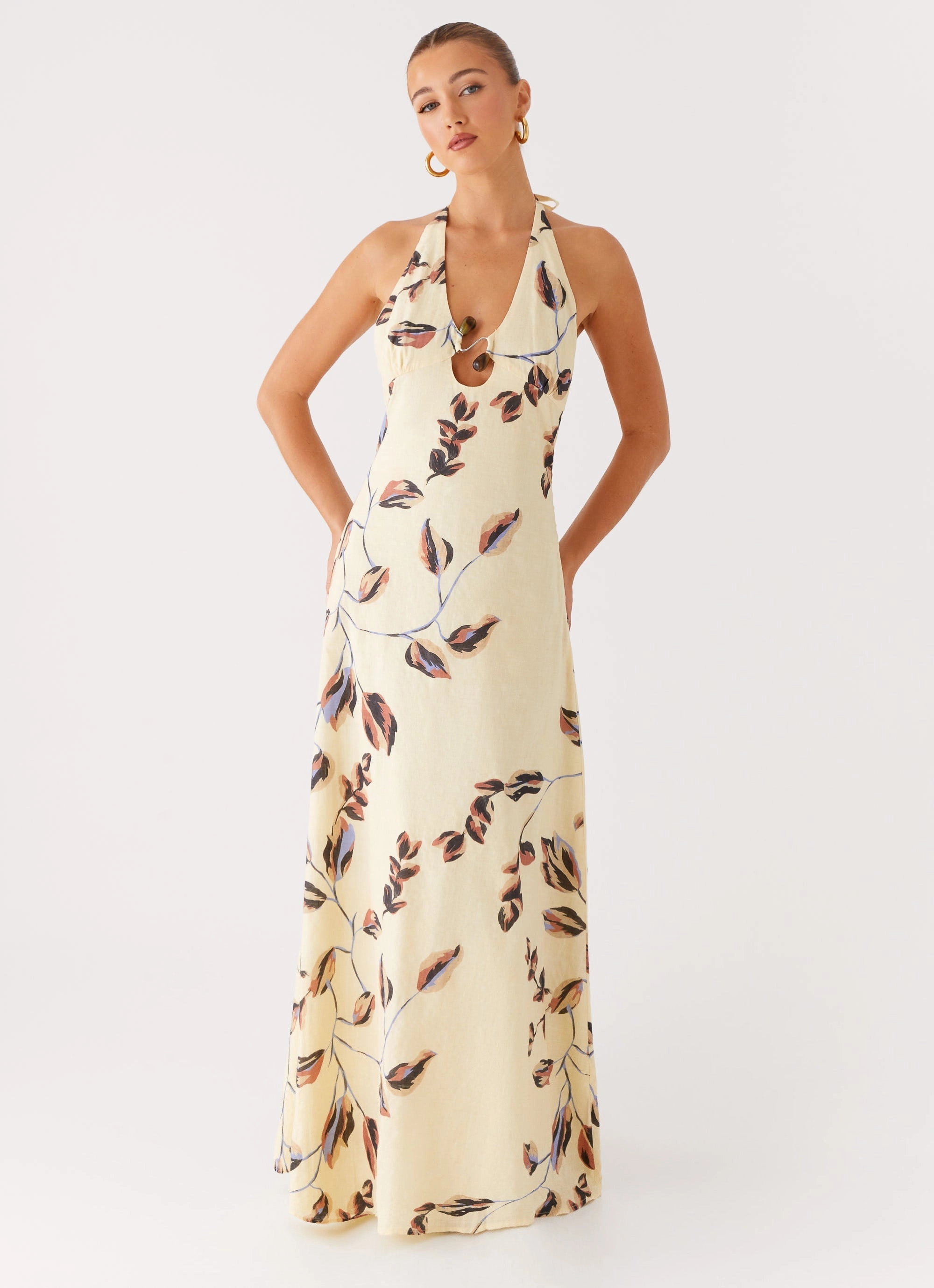 Day Magic Elvina Halter Neck Maxi Dress - Buttercream Bliss