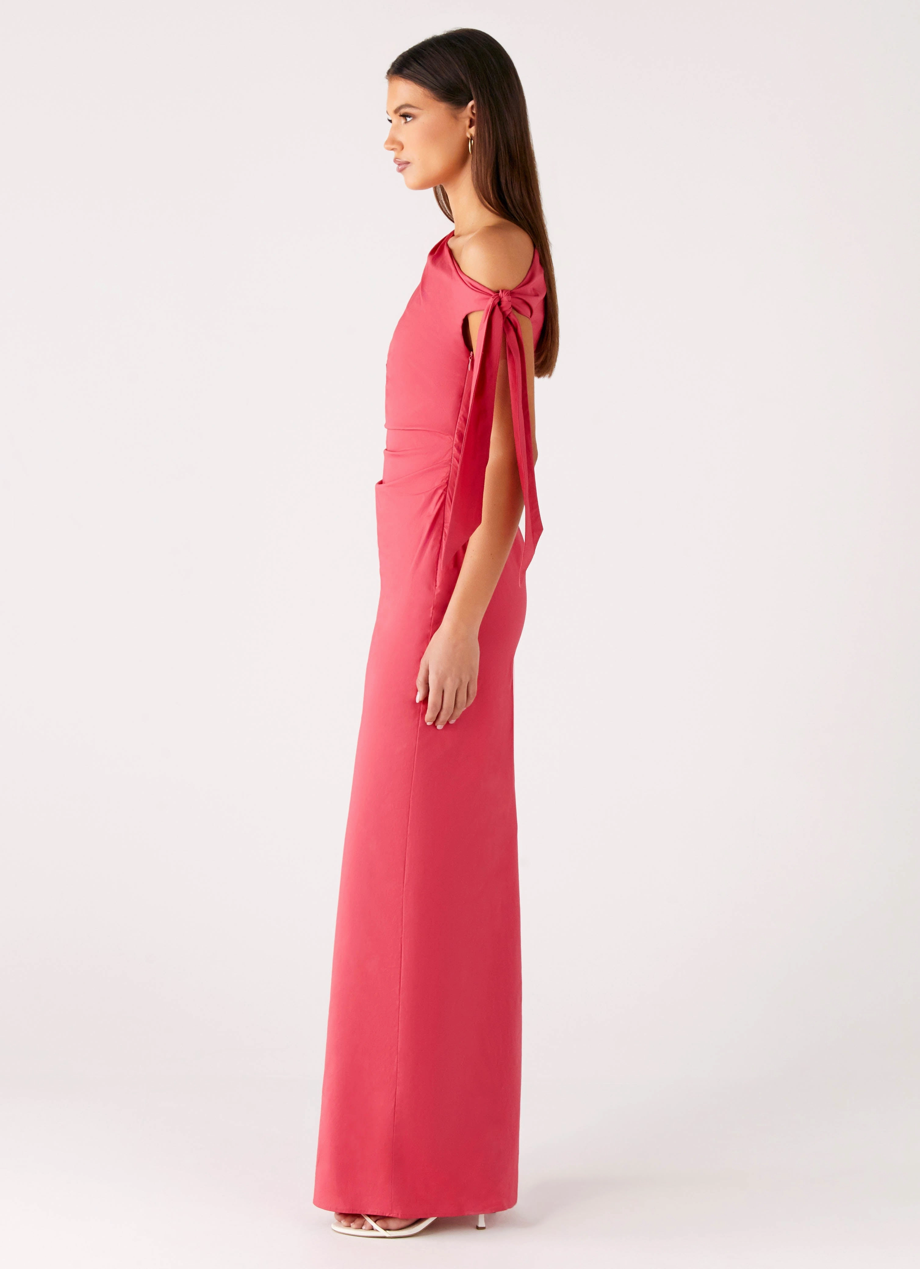 High-Neck Marella Maxi Dress - Coral