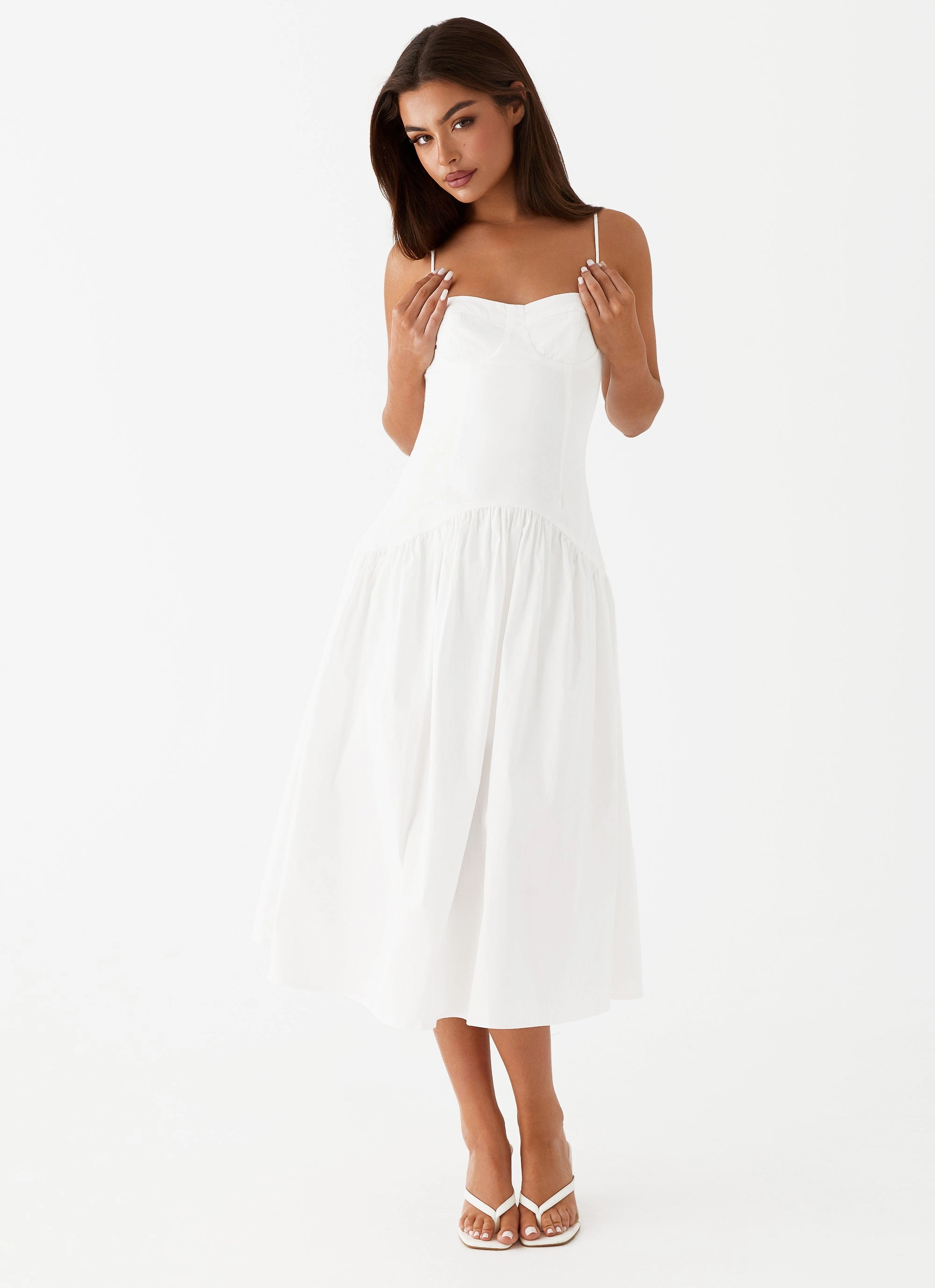Yvette Corset Midi Dress - White Art Soul