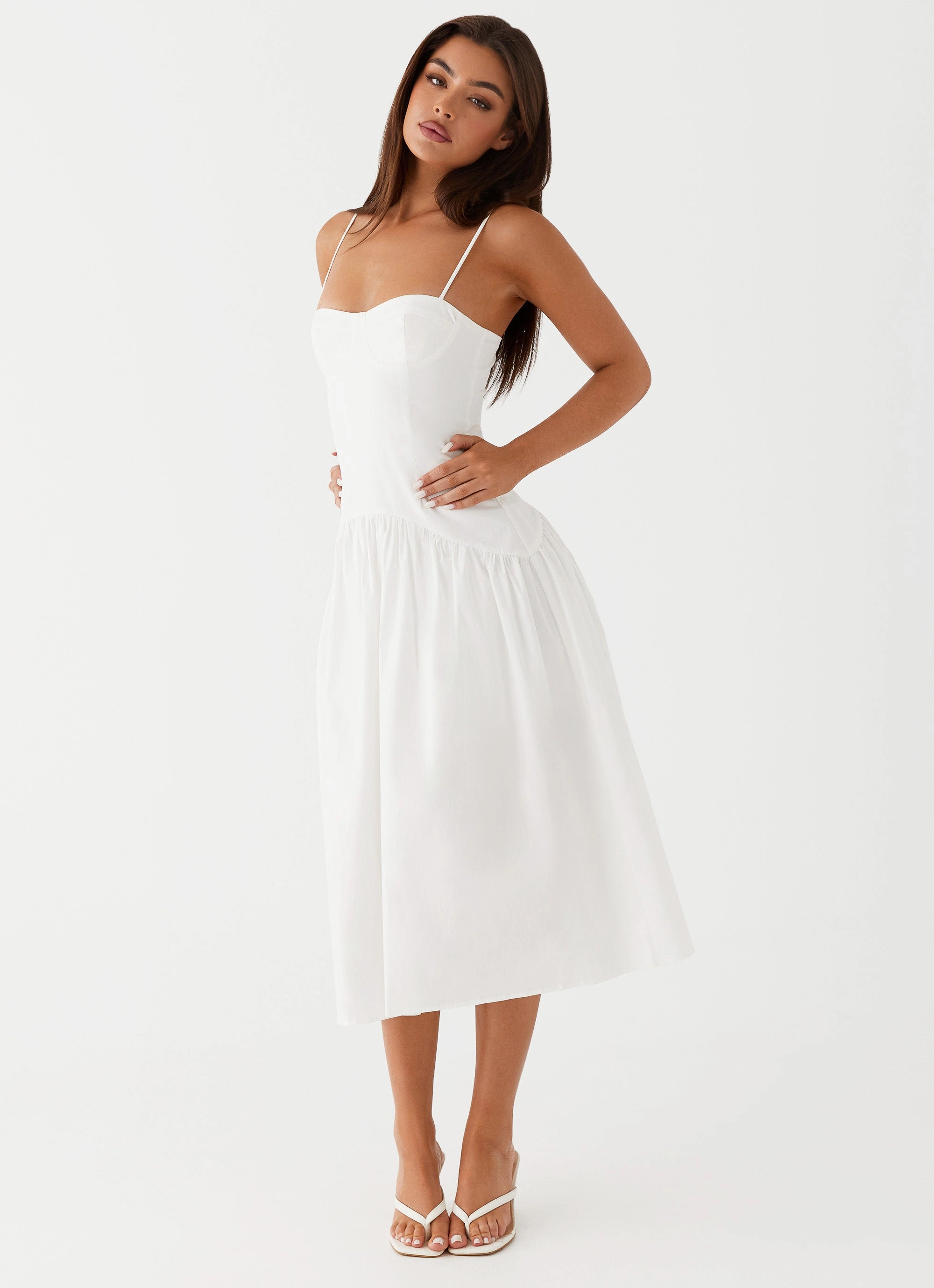 Yvette Corset Midi Dress - White Mid layer
