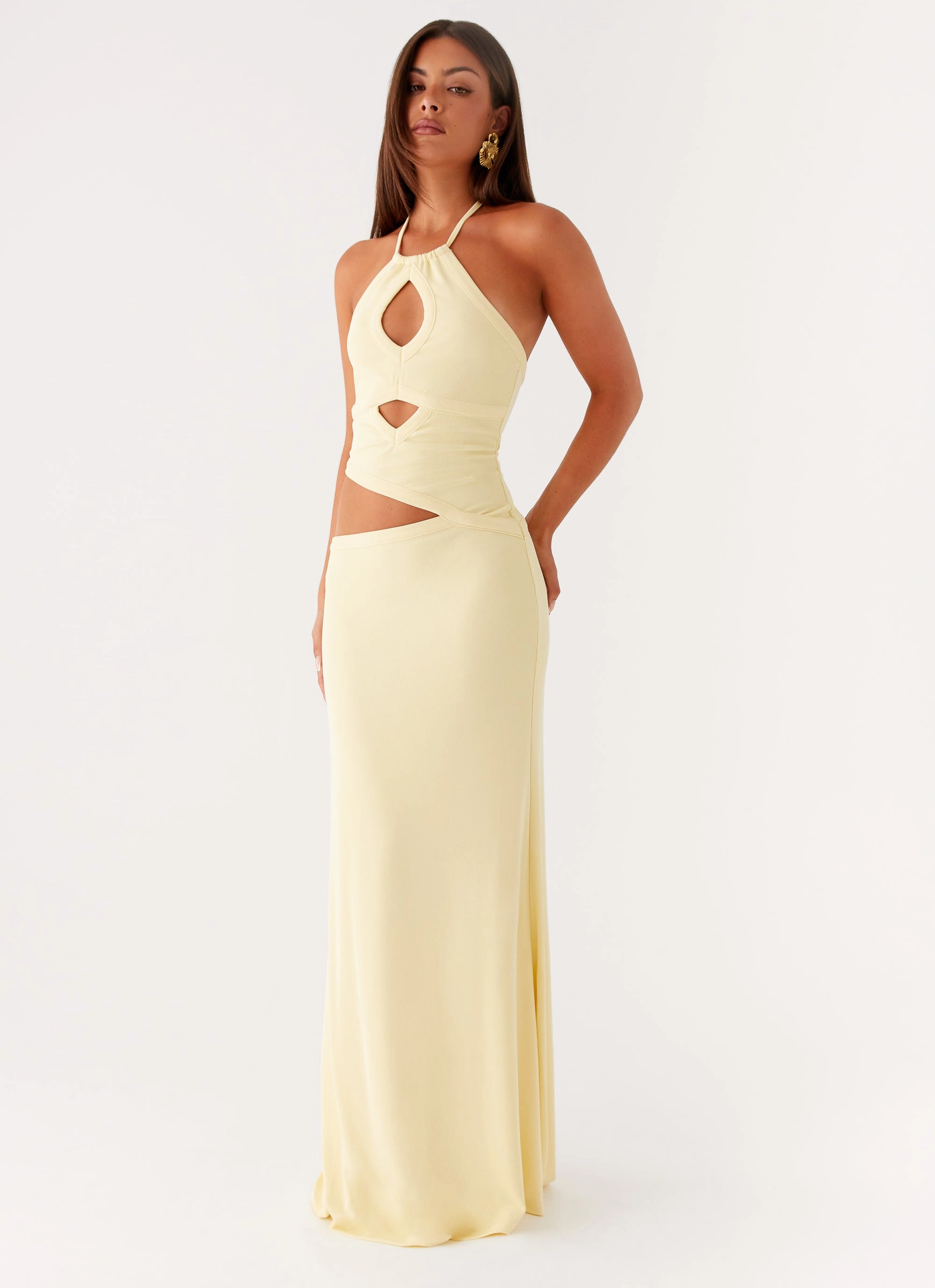 Lanah Cut Out Maxi Dress - Yellow Family Warm