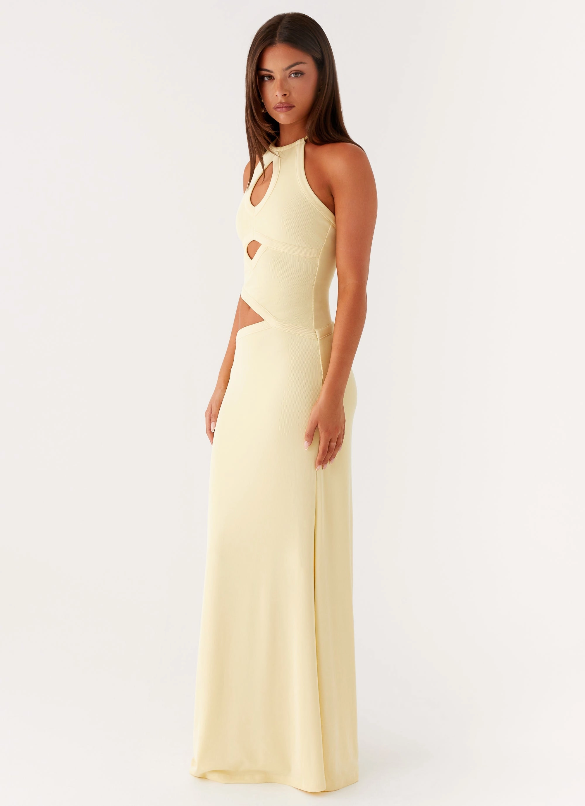 Lanah Cut Out Maxi Dress - Yellow Youthful Feel Farm Air