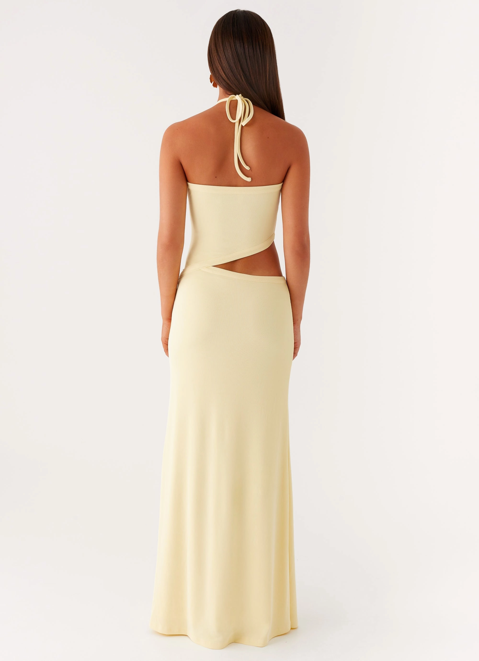 Lanah Cut Out Maxi Dress - Yellow Layered Style Dream Look