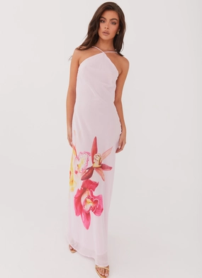 Quick-Dry Blossom Hearts Maxi Dress - Pink Peony