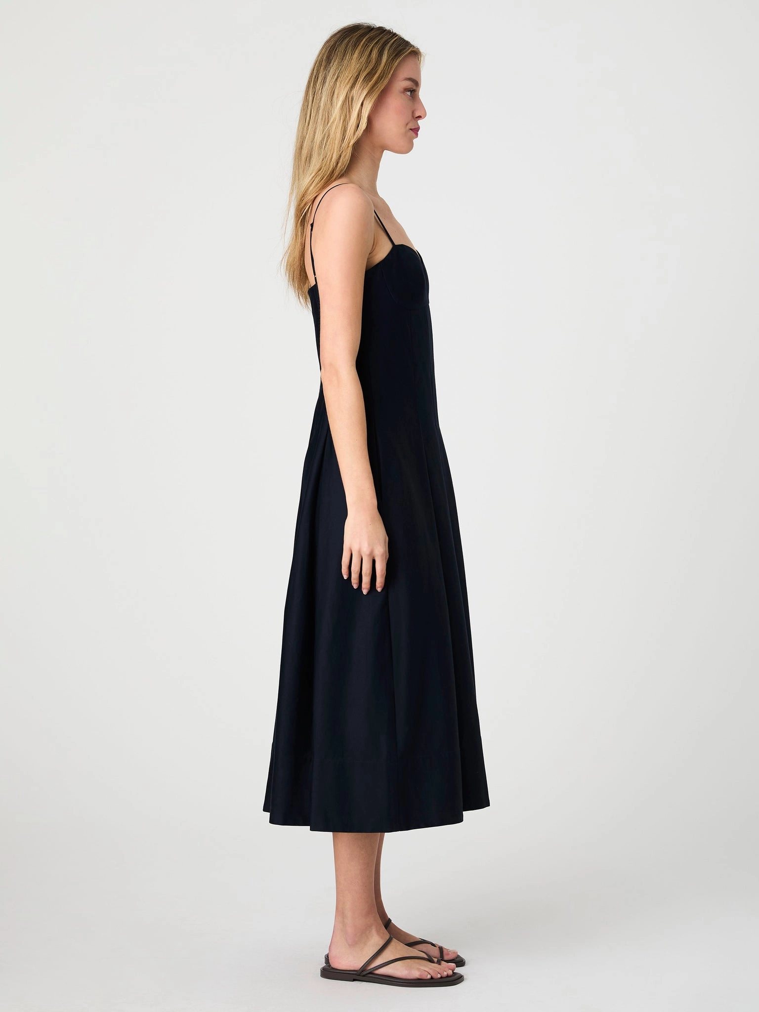 MULTI SEAM SATEEN DRESS Smooth Texture