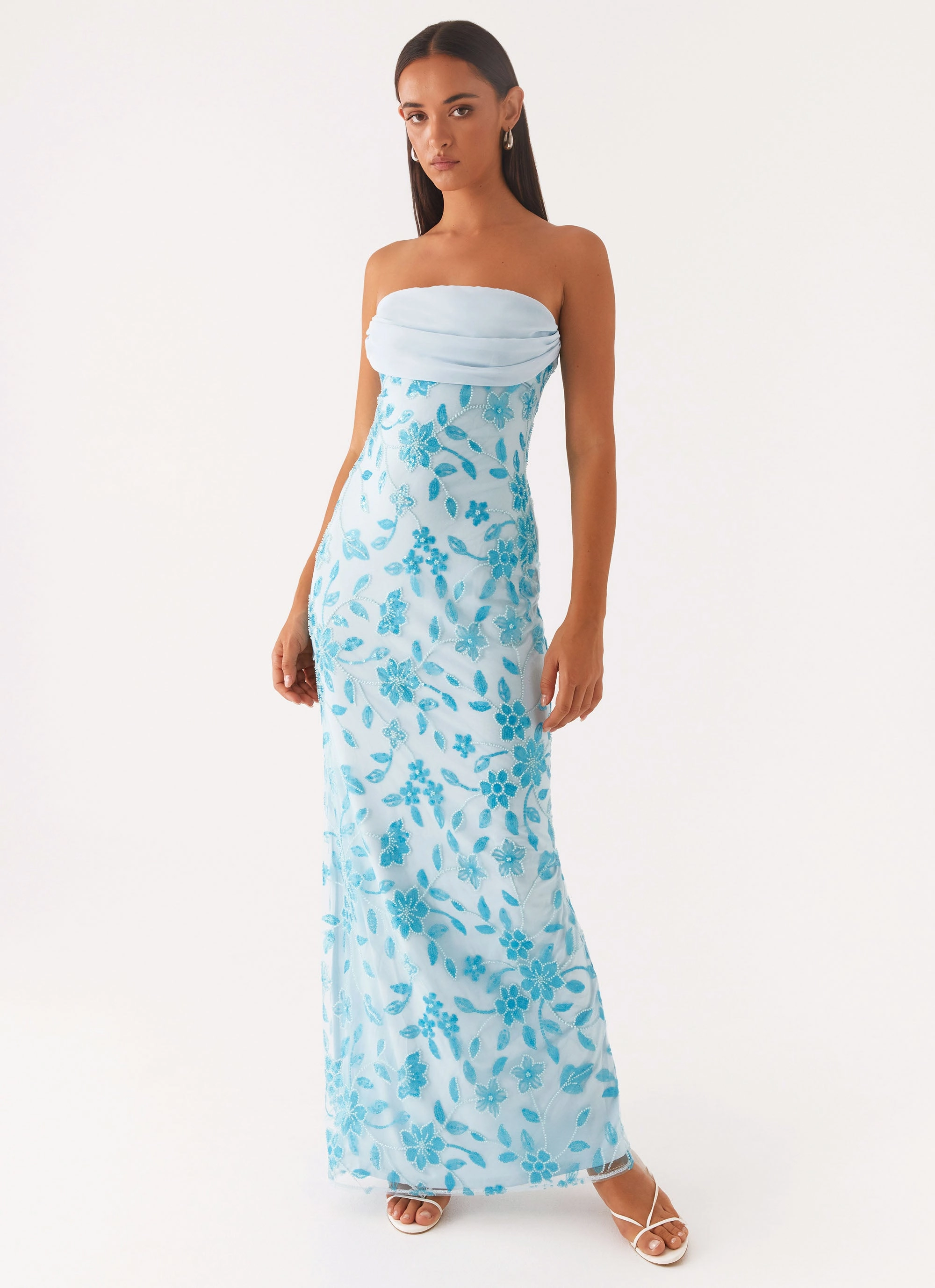 Prism Beaded Maxi Dress - Blue City Layer Sequin-Detail