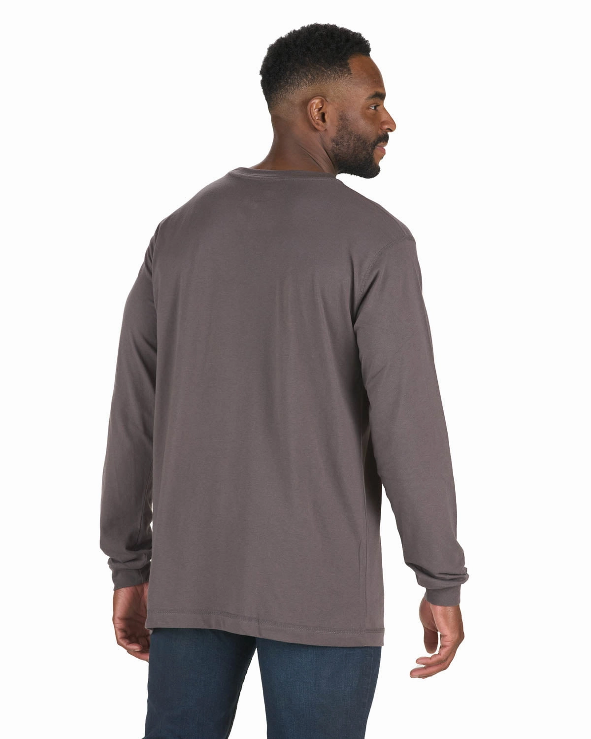 Pocket Detailing Functional Pocket Berne Mens Slate Cotton Blend Lightweight Performance Tee L/S
