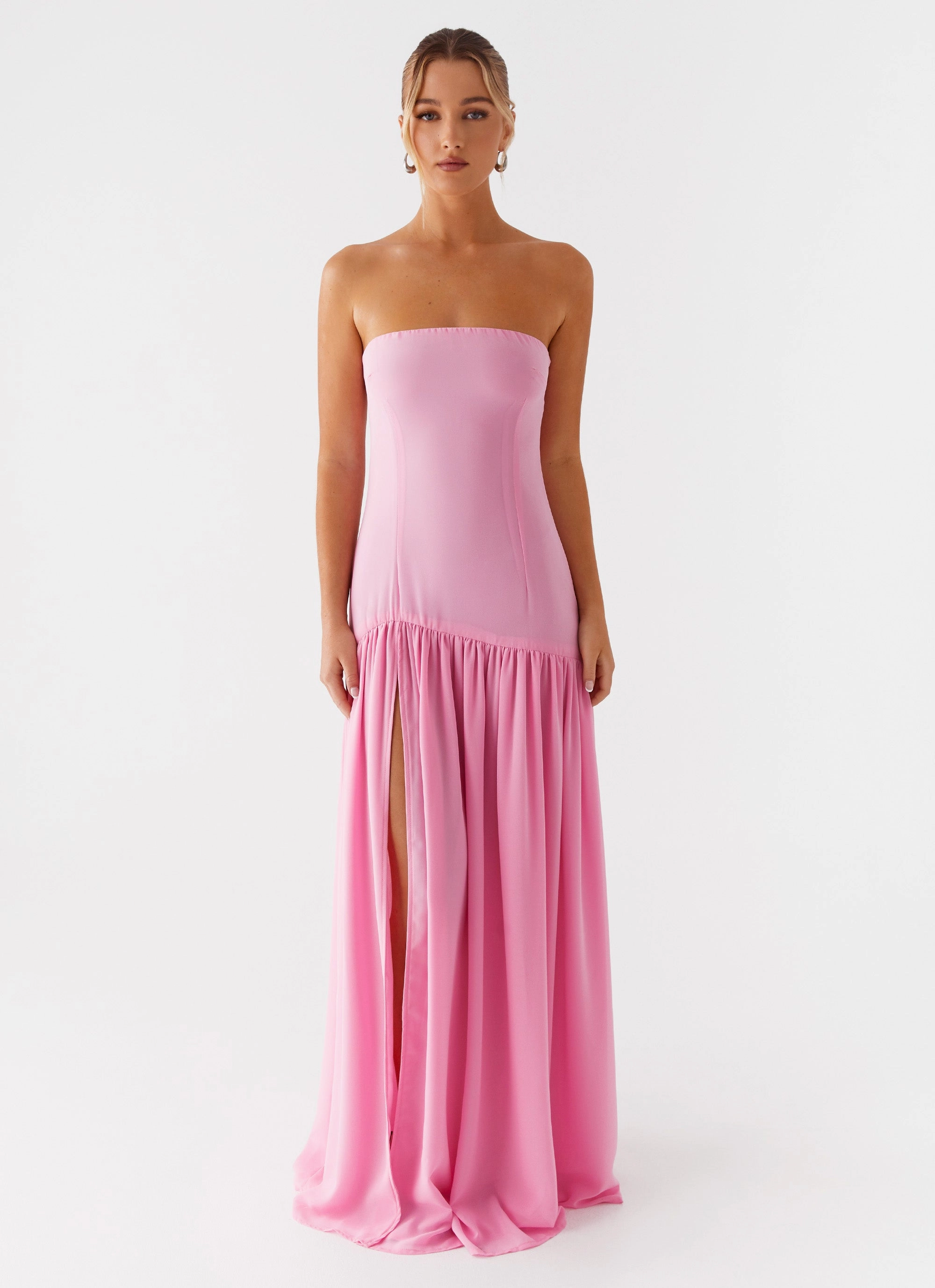 Eden Strapless Maxi Dress - Pink Bold Patterns Balanced Fit