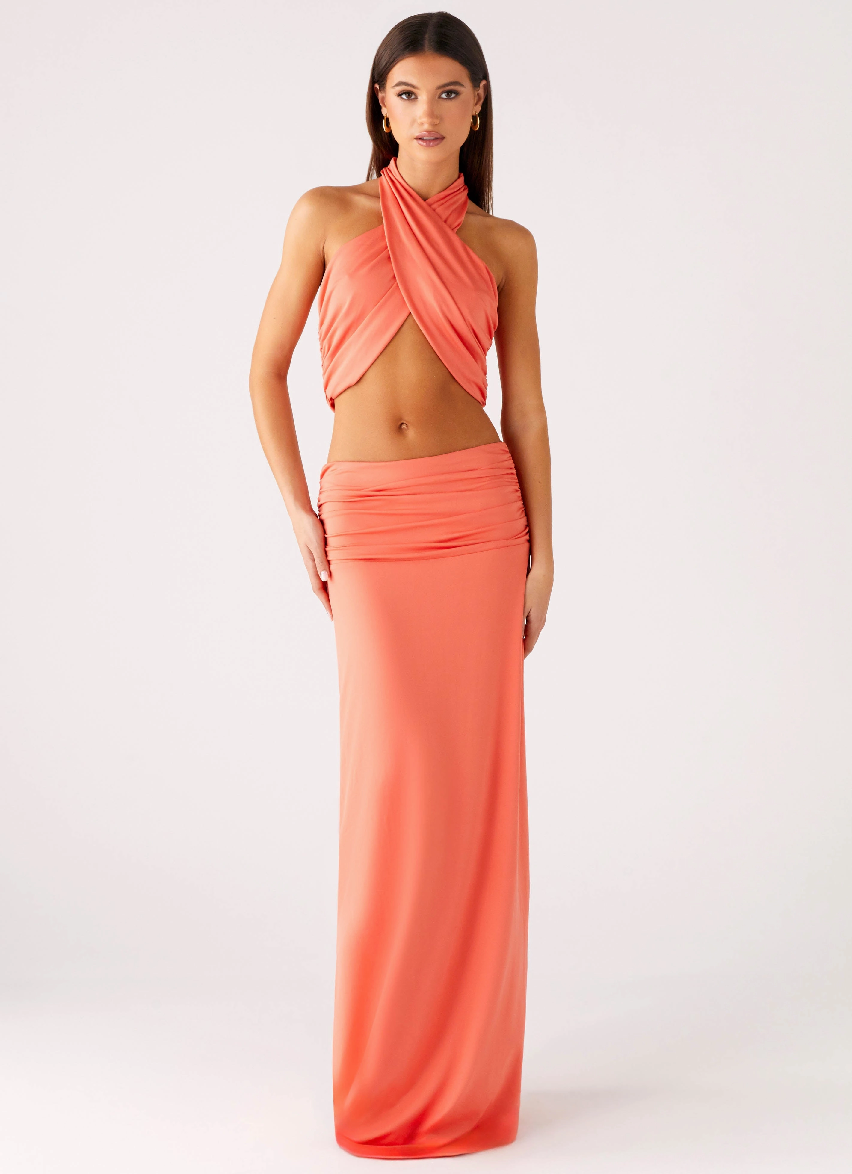 Breezy Look Creative Fashion Elisabetta Maxi Skirt - Coral