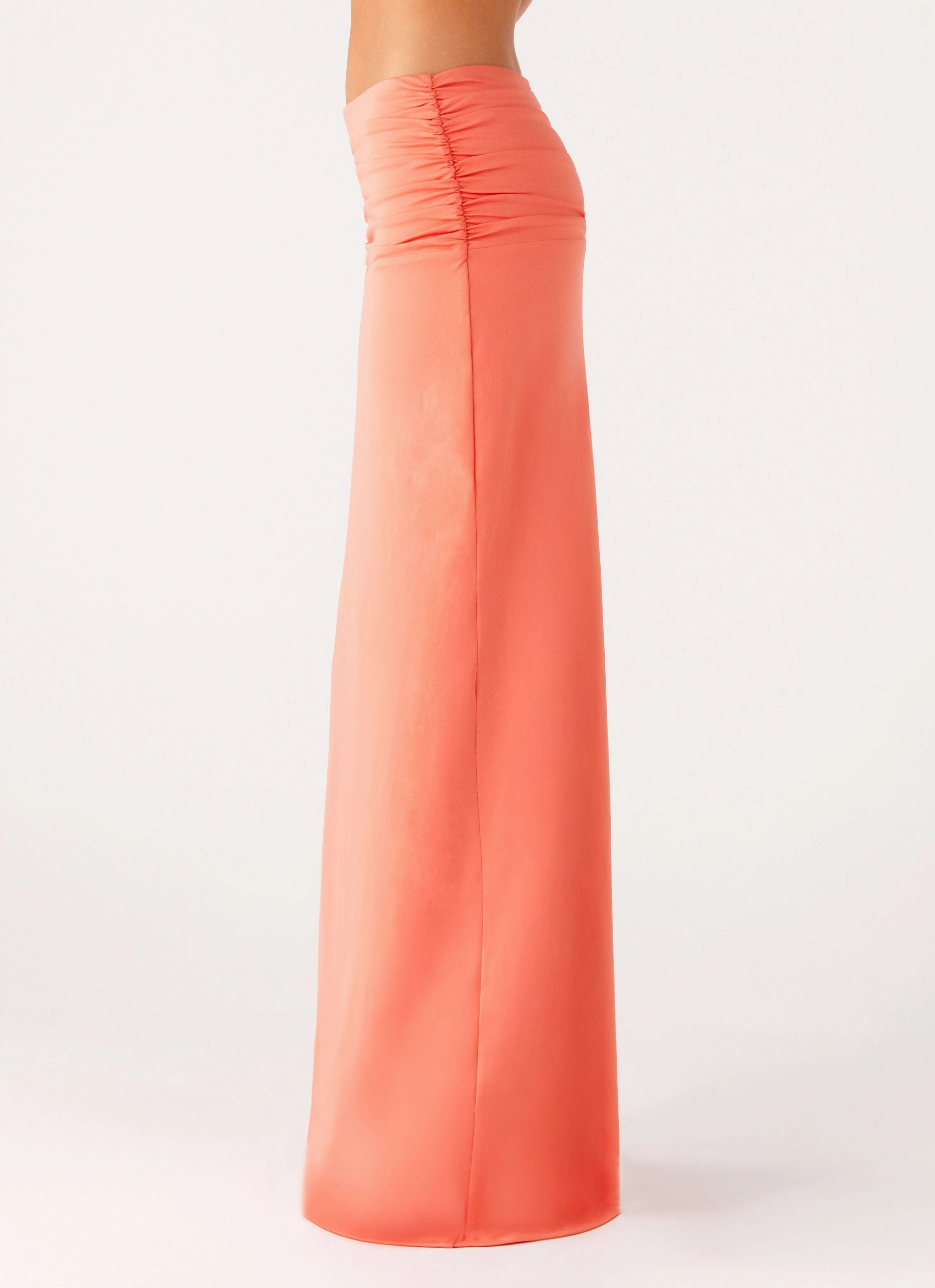 Recycled Polyester Elisabetta Maxi Skirt - Coral