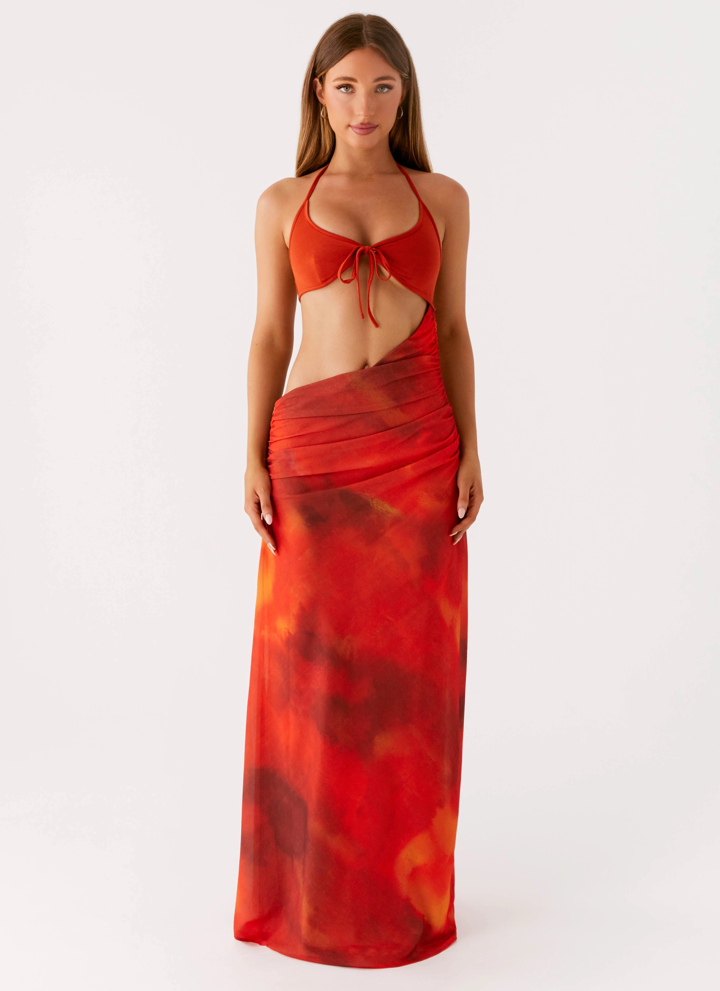 Elixis Maxi Dress - Scarlet Blur Relaxed Finish
