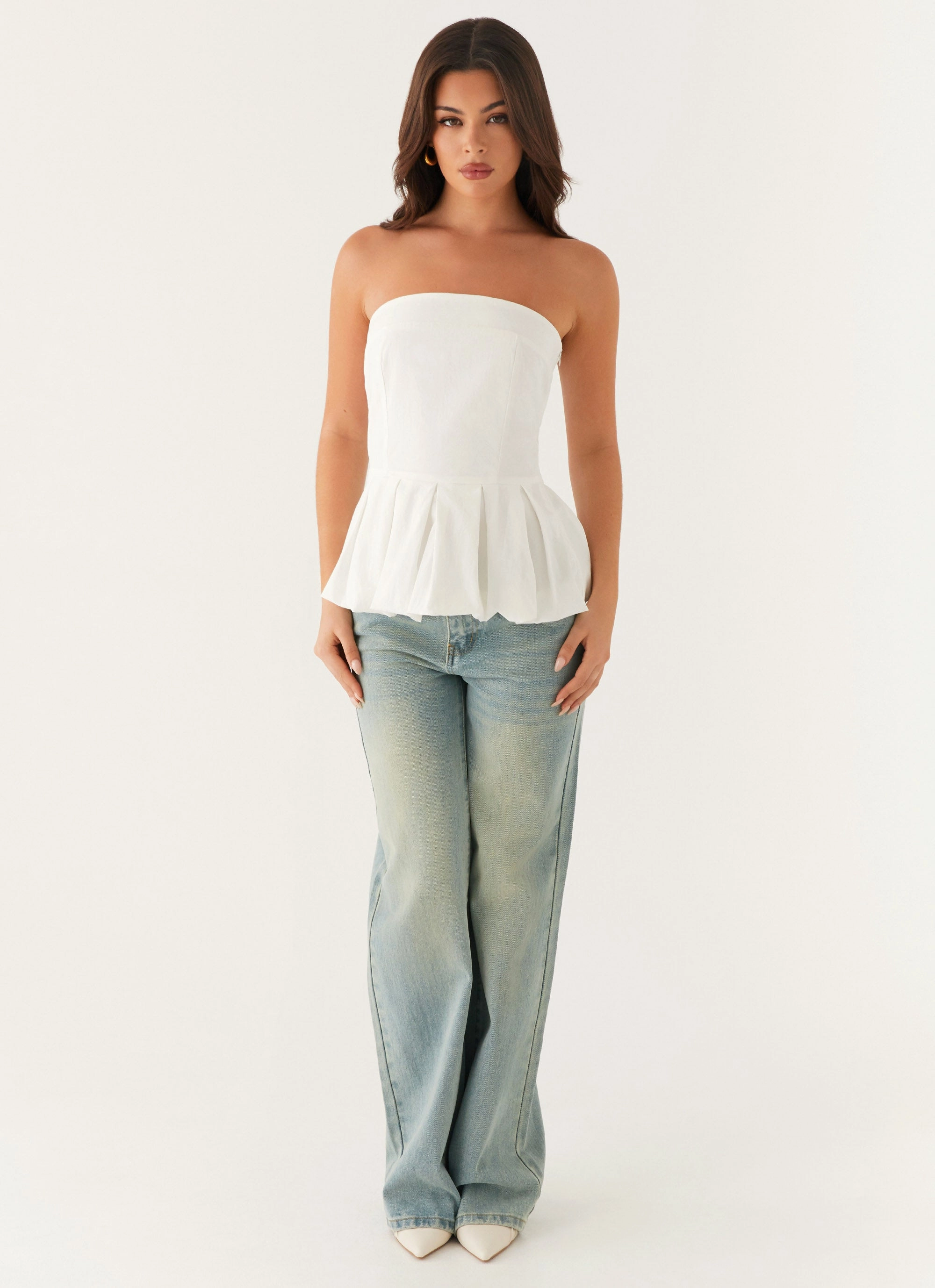 Shade Glow Youthful Feel Ellen Bubble Hem Top - Ivory