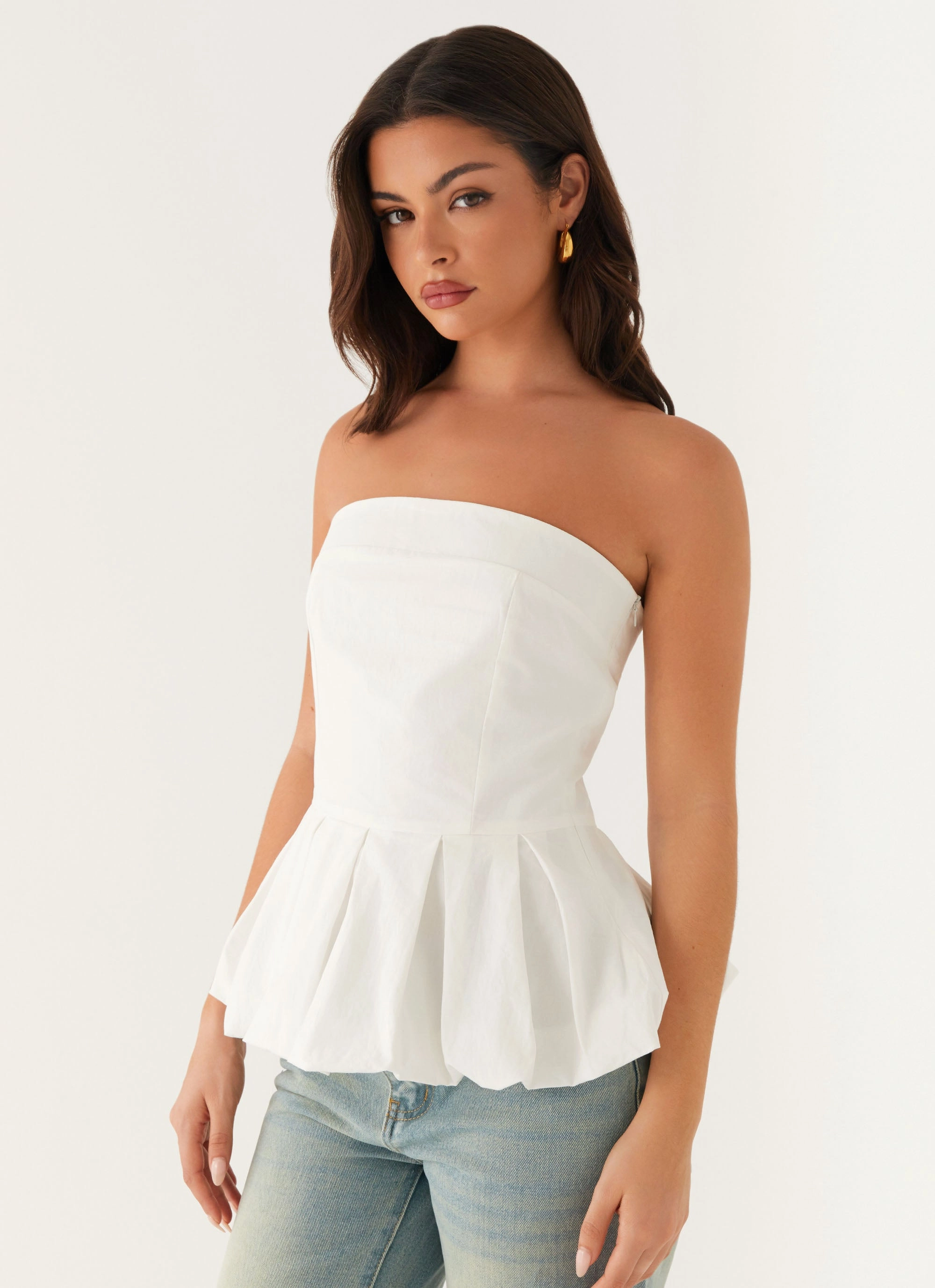 Ellen Bubble Hem Top - Ivory All Daywear