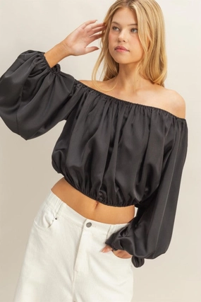 Cool Layering Ellie Elegant Off-shoulder Blouse With Balloon Sleeves