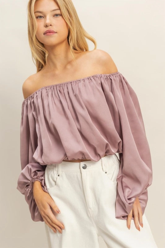 Minimalist Look Essential Style Wear Ellie Elegant Off-shoulder Blouse With Balloon Sleeves