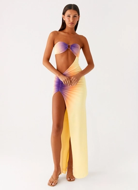 Ellisah Ombre Maxi Dress - Sunrise Ombre Tulle Flow Evening Tone