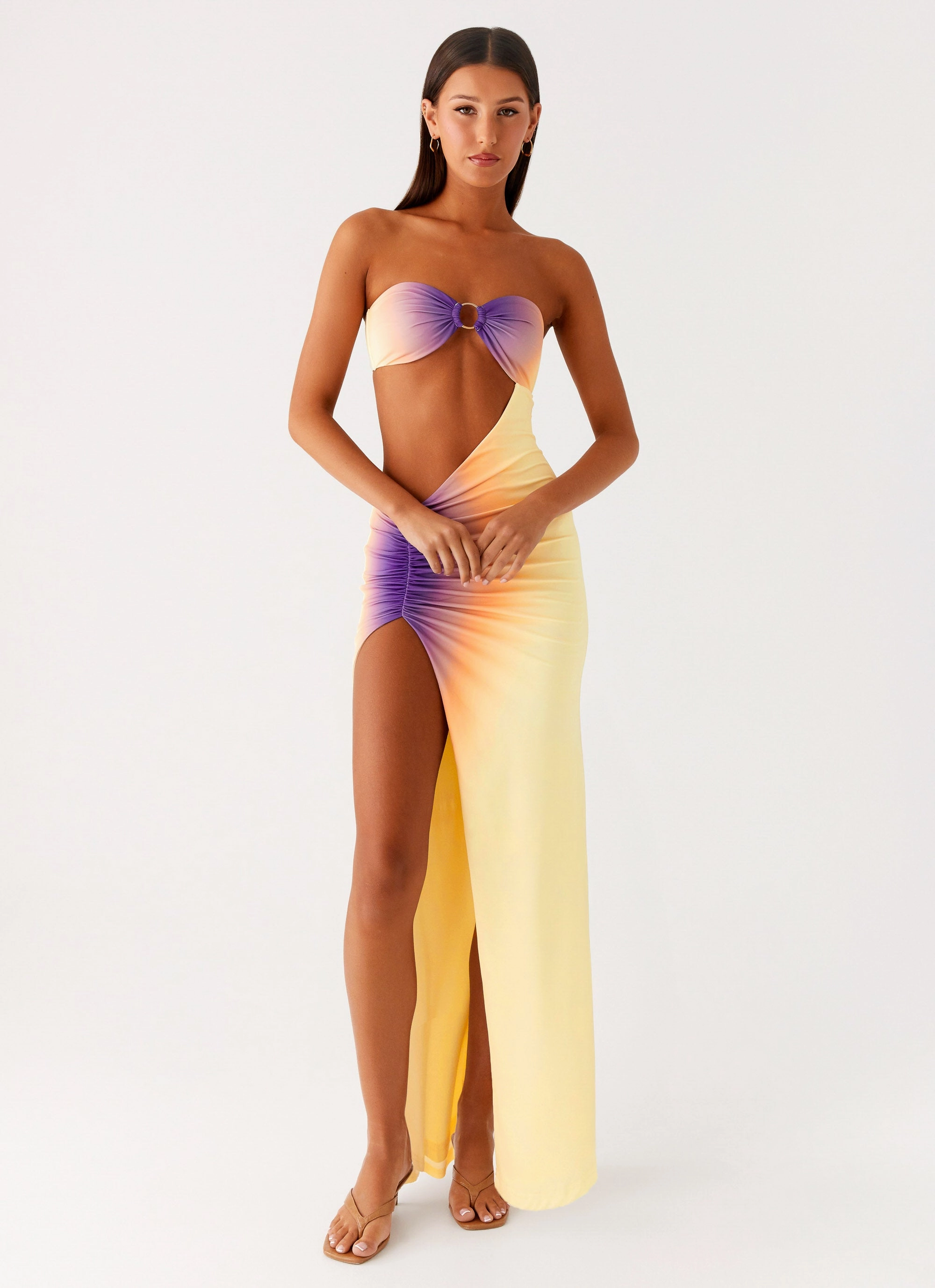 Ellisah Ombre Maxi Dress - Sunrise Ombre Tulle Flow Evening Tone