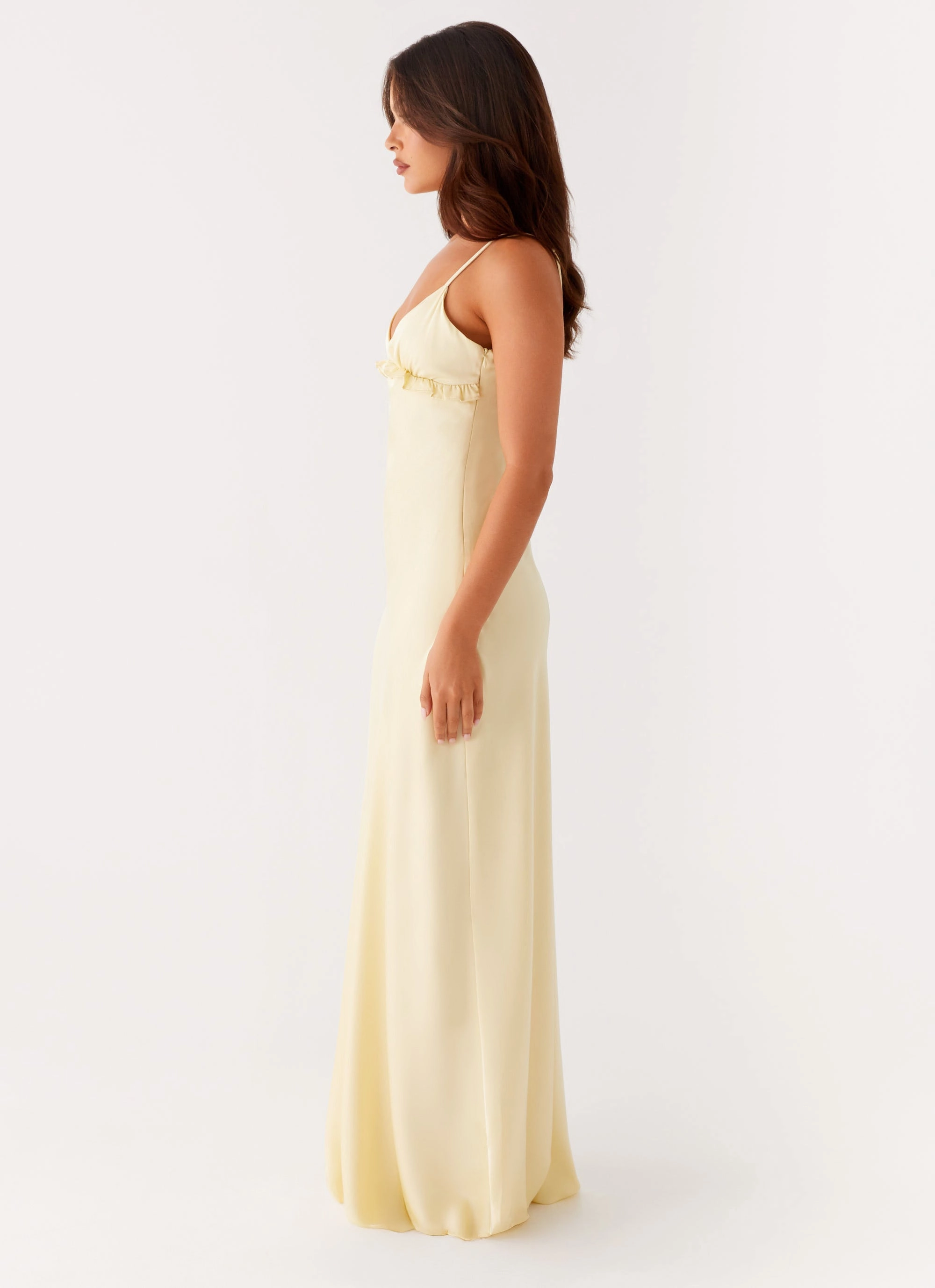 Elona Maxi Dress - Baby Yellow Empire-Waist Fresh Aesthetic