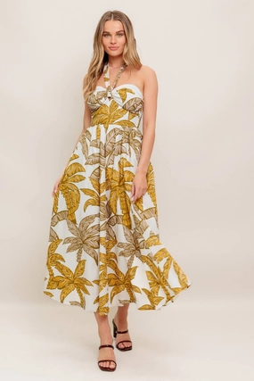 Elsie Tropical Halter Maxi Dress Feminine Style Rural Charm