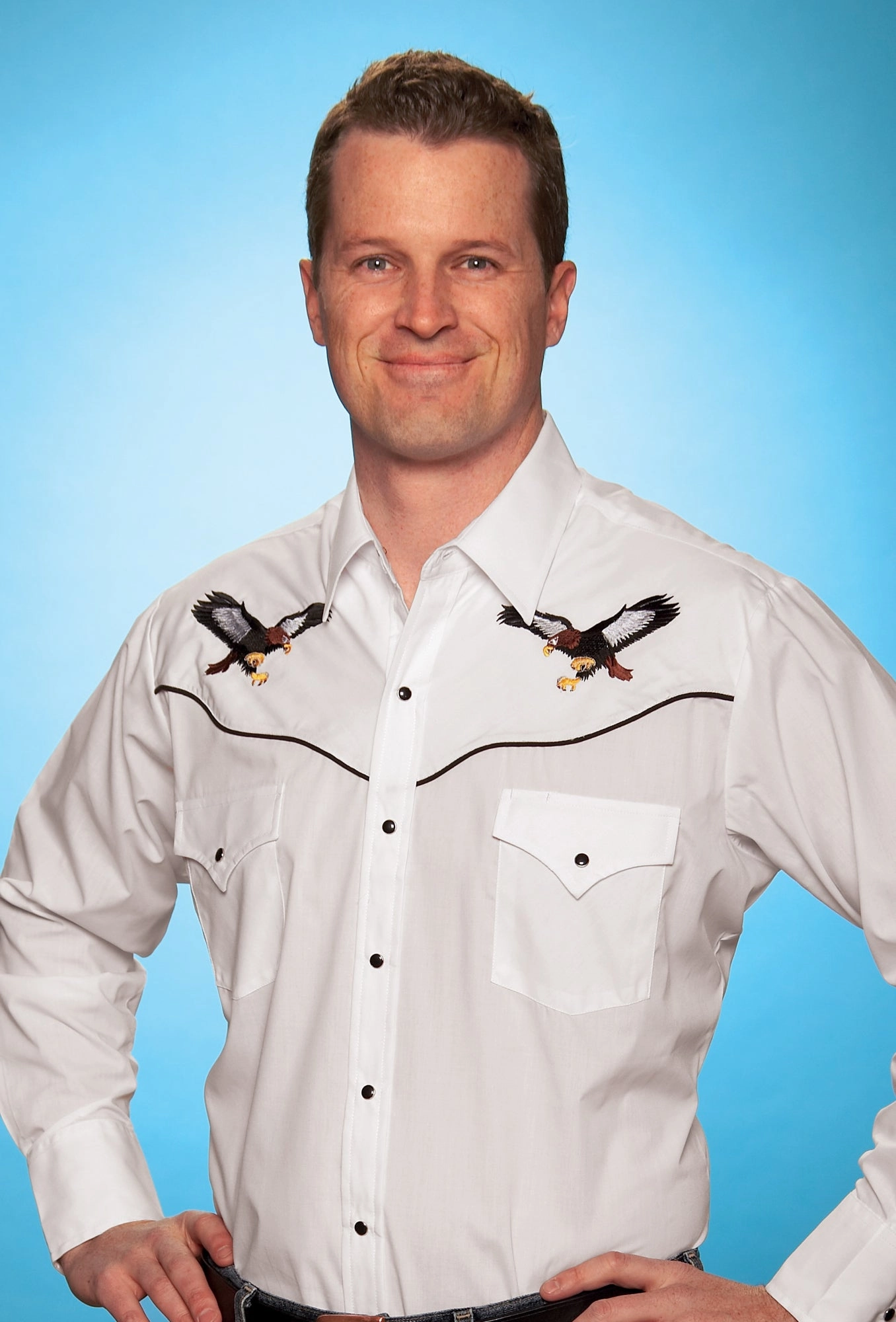 Gift Idea Printed design Ely & Walker Mens Eagle White Western Shirt L/S Poly/Cotton