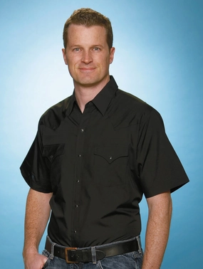 Ely & Walker Mens Solid Black Western Shirt S/S Poly/Cotton Tall Networking Session Long Sleeve