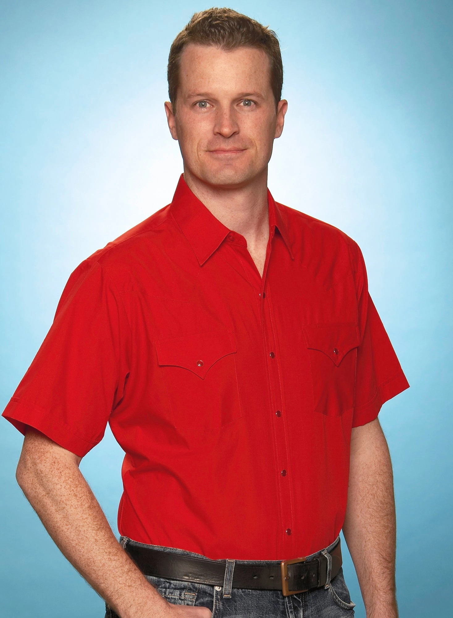 Youthful Appeal Date night Ely & Walker Mens Solid Red Western Shirt S/S Poly/Cotton Tall