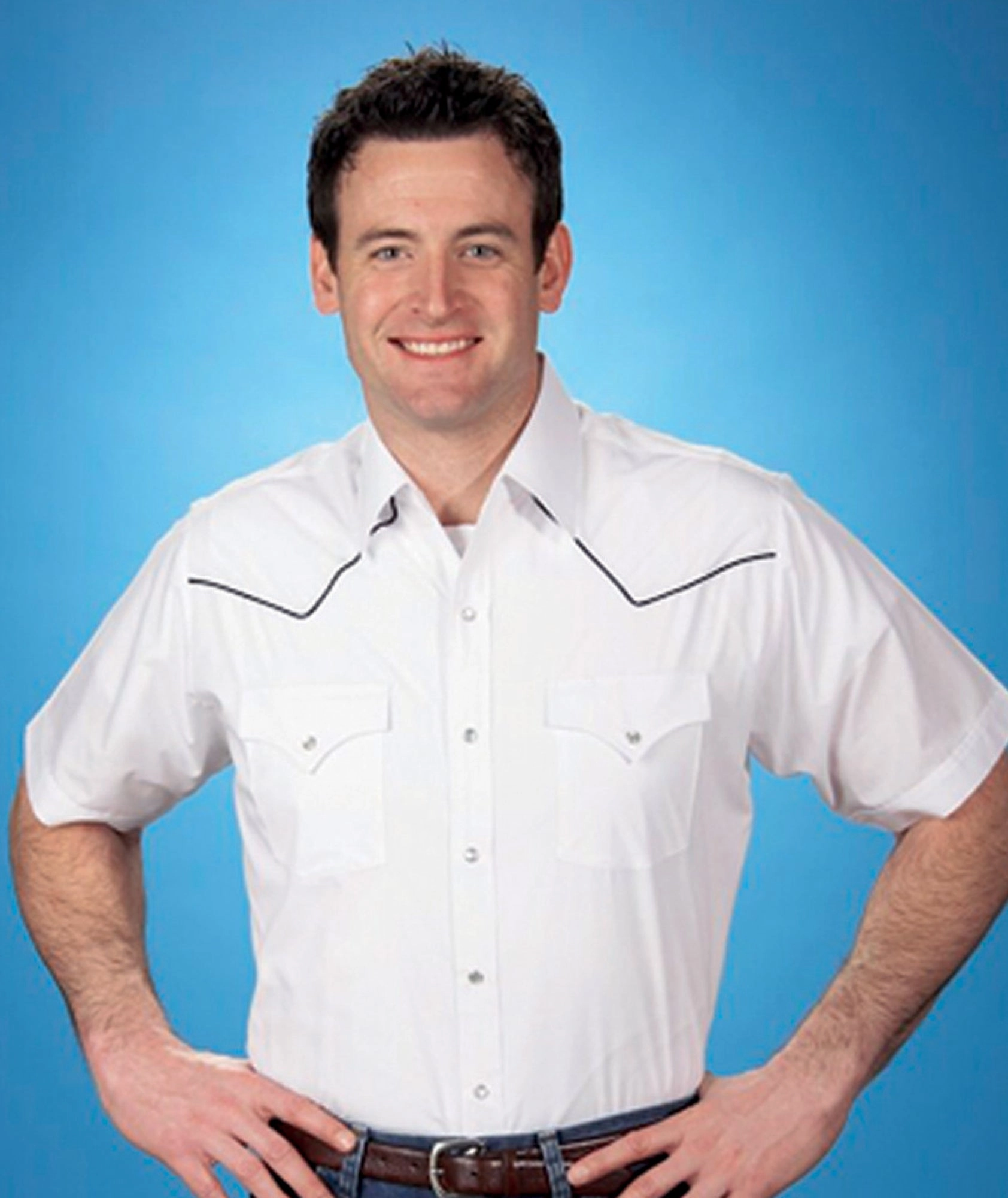 Ely & Walker Mens Solid White Western Shirt S/S Poly/Cotton Static Dissipating Fiber Work Appropriate